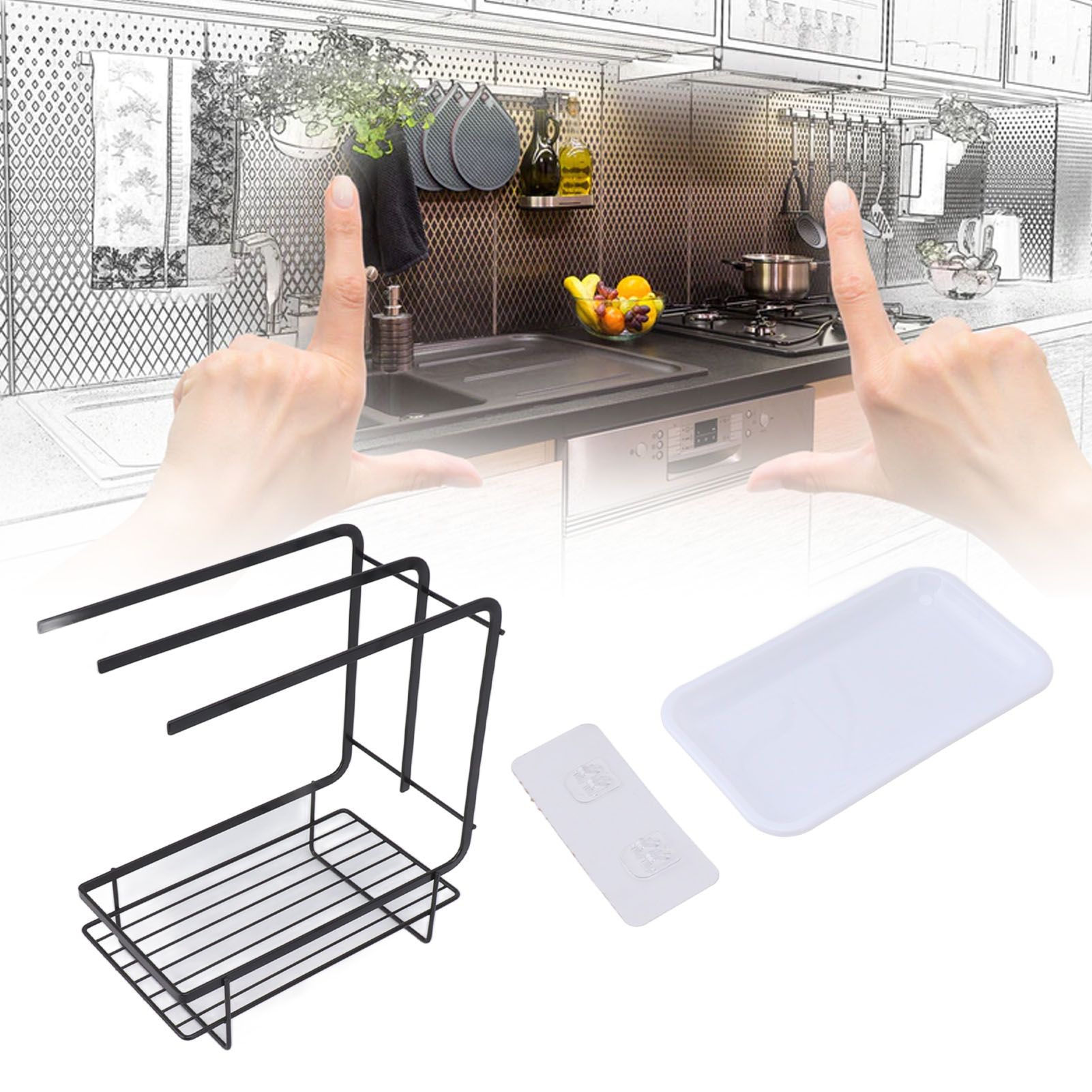Sponge Holder with Drain Pan Quick Drying Hollow Bottom Rustproof Dishcloth view 11