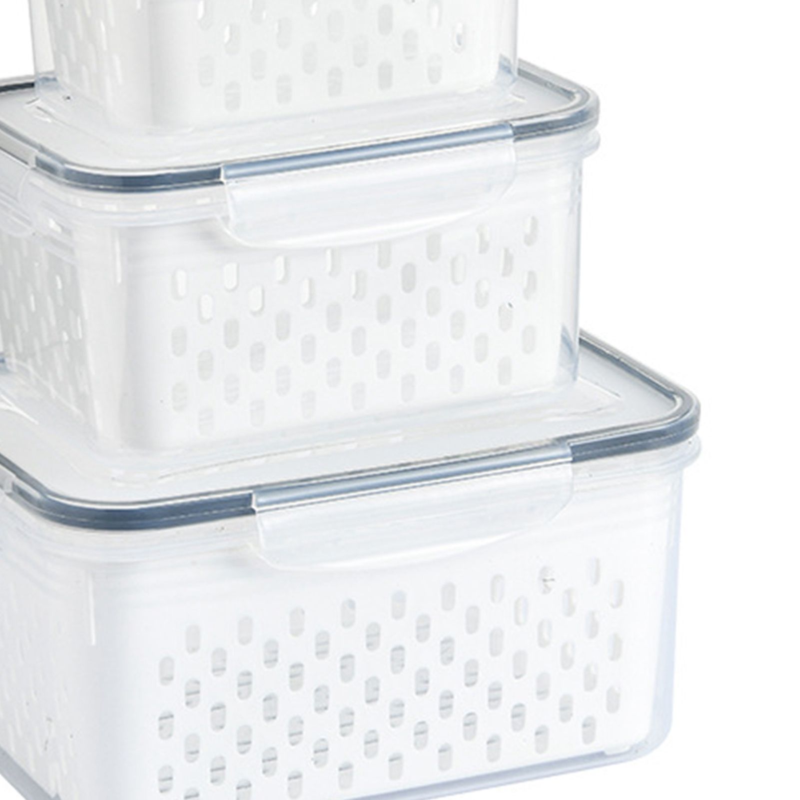 3pcs Drain Storage Basket Box Transparent Leakproof Food Storage Containers view 7