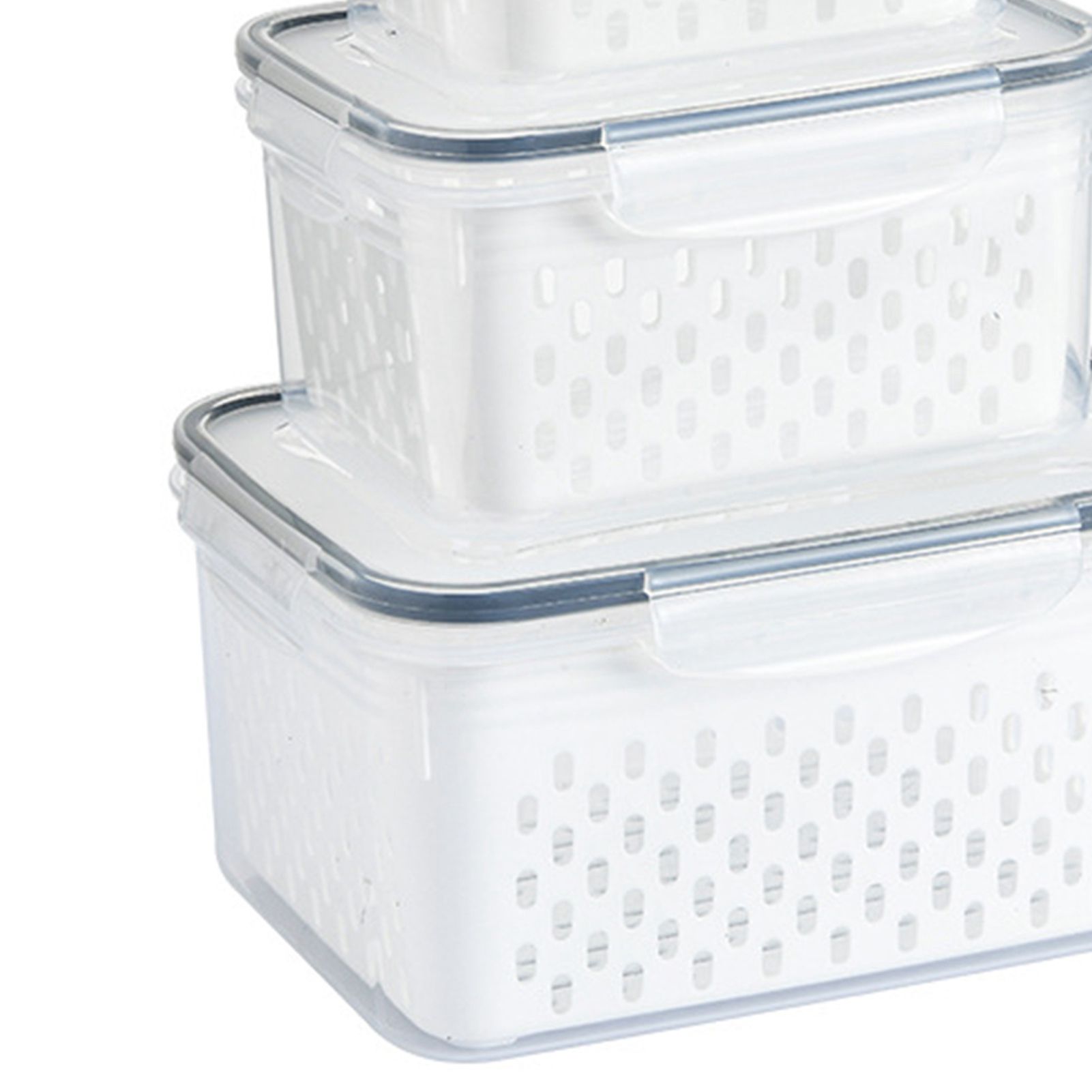 3pcs Drain Storage Basket Box Transparent Leakproof Food Storage Containers view 8
