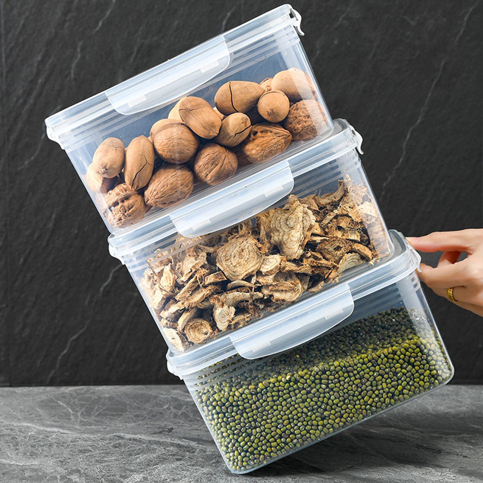 3pcs Drain Storage Basket Box Transparent Leakproof Food Storage Containers view 13