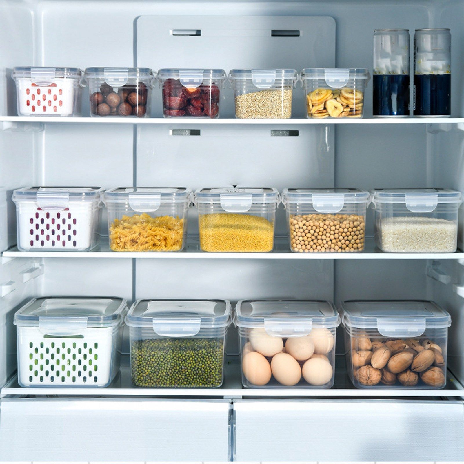 3pcs Drain Storage Basket Box Transparent Leakproof Food Storage Containers view 15