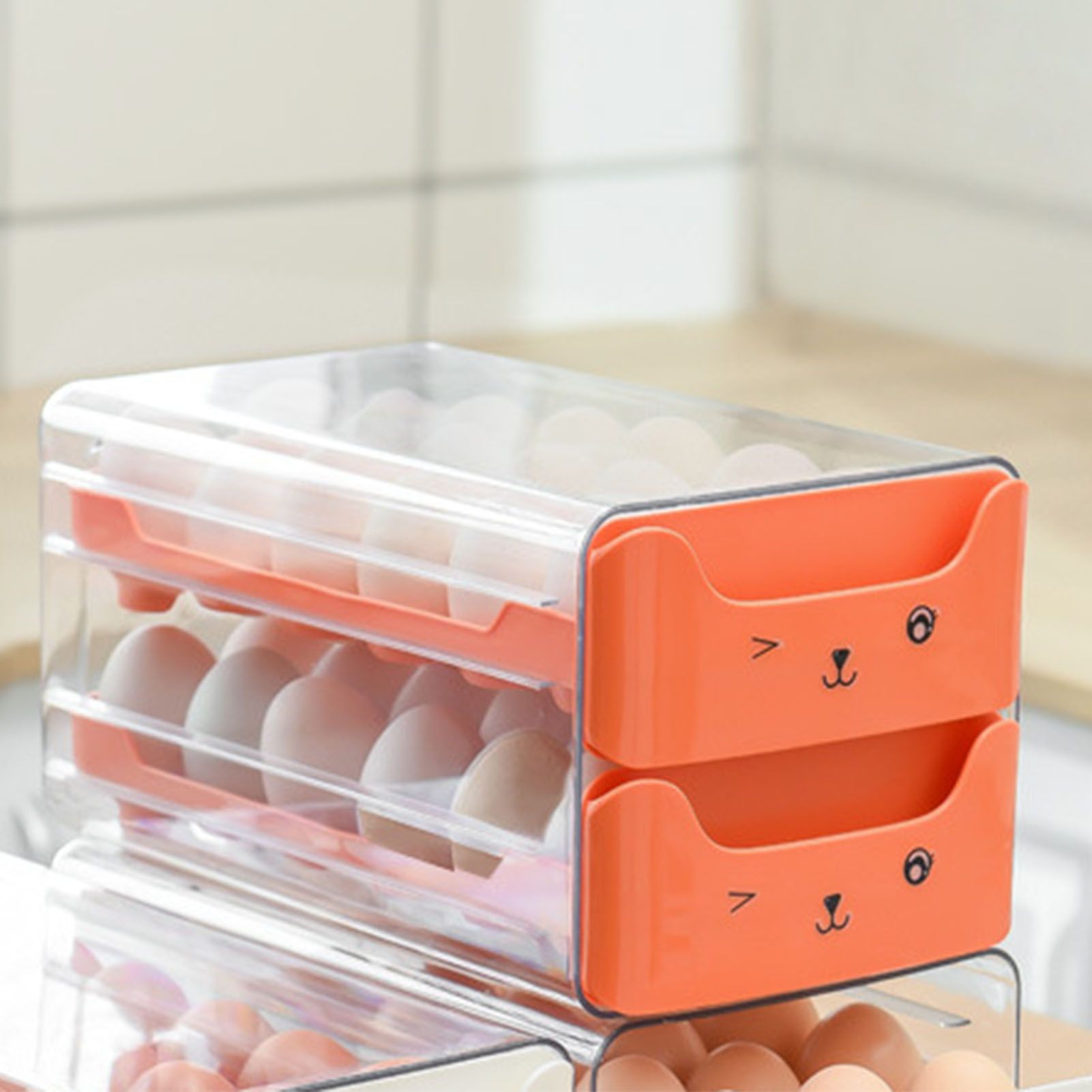 Double Layer Egg Drawer Transparent Lengthen Independent Slot Egg Holder Egg view 5