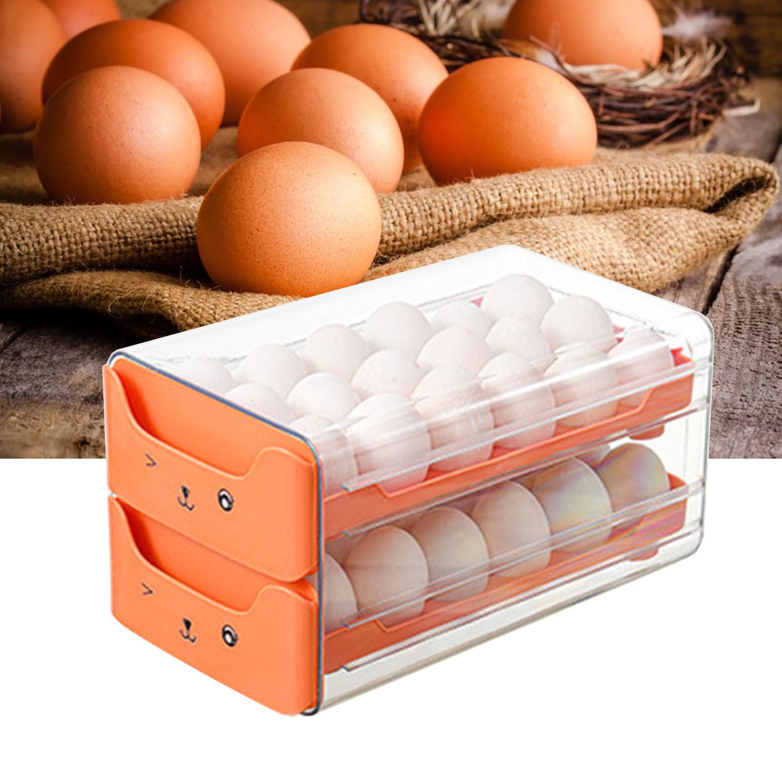 Double Layer Egg Drawer Transparent Lengthen Independent Slot Egg Holder Egg view 6