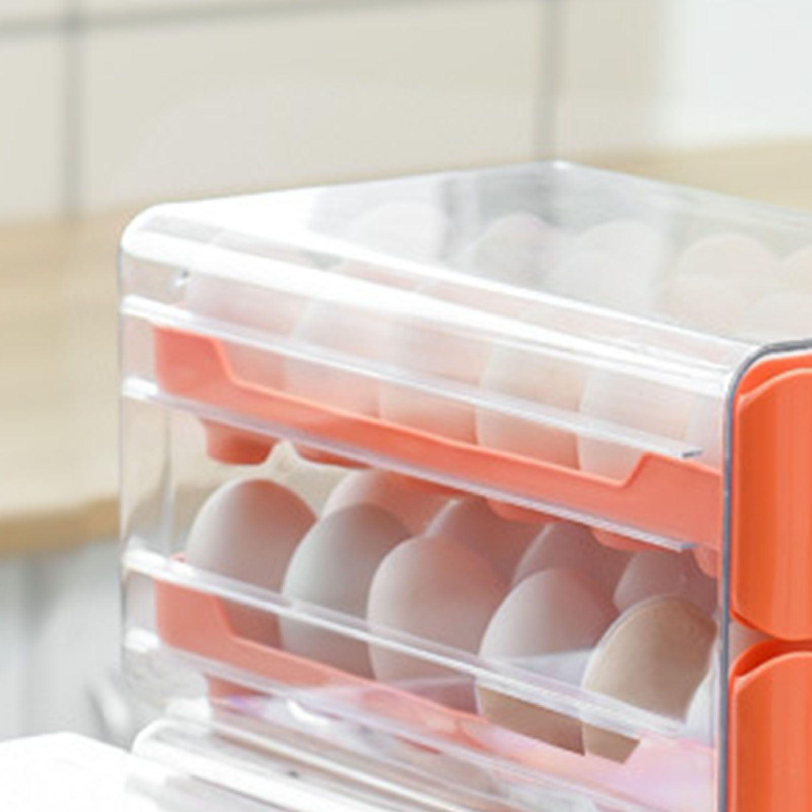 Double Layer Egg Drawer Transparent Lengthen Independent Slot Egg Holder Egg view 9