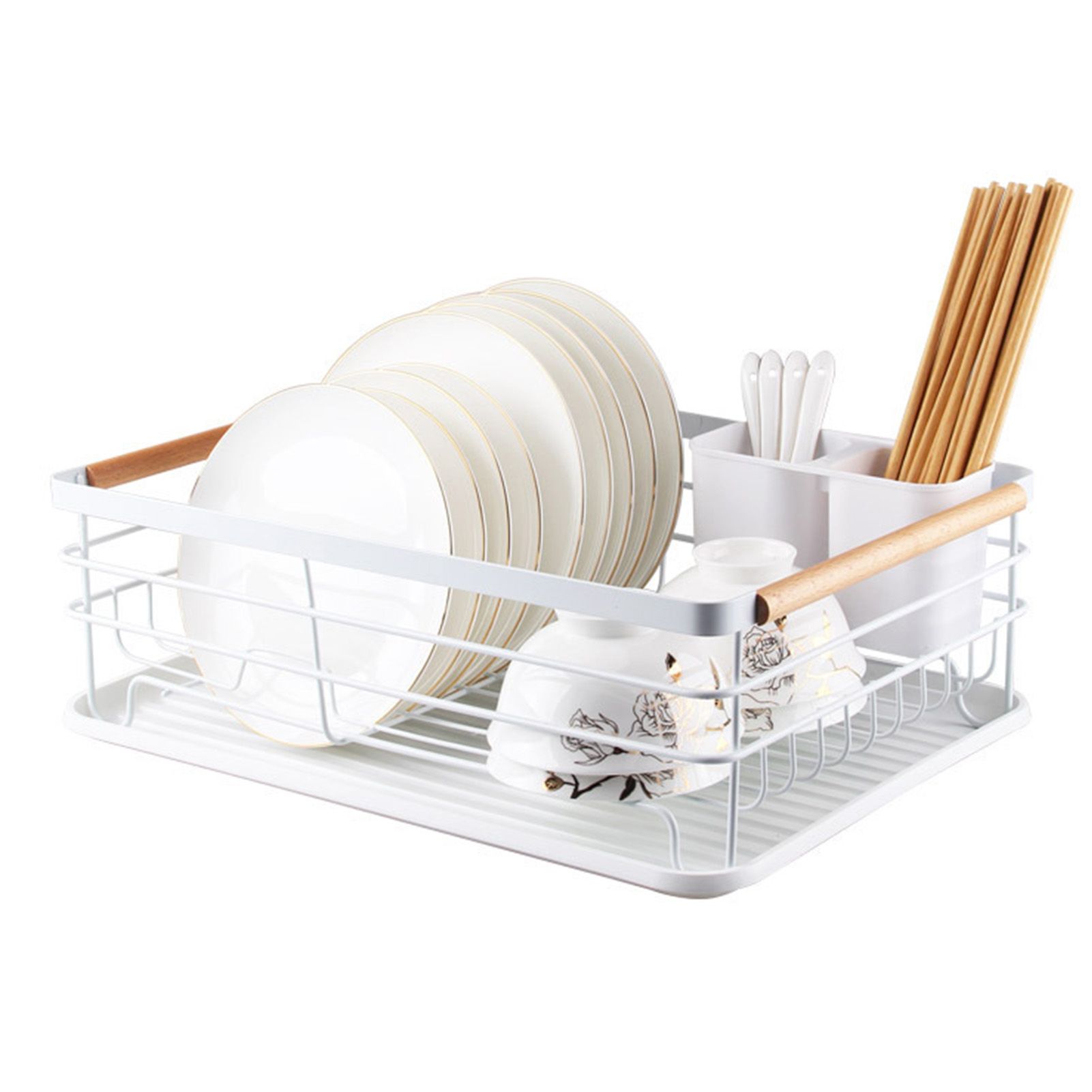 Dish Drainer Kitchen Monolayer Waterproof Cutlery Shelf Tabletop Utensil