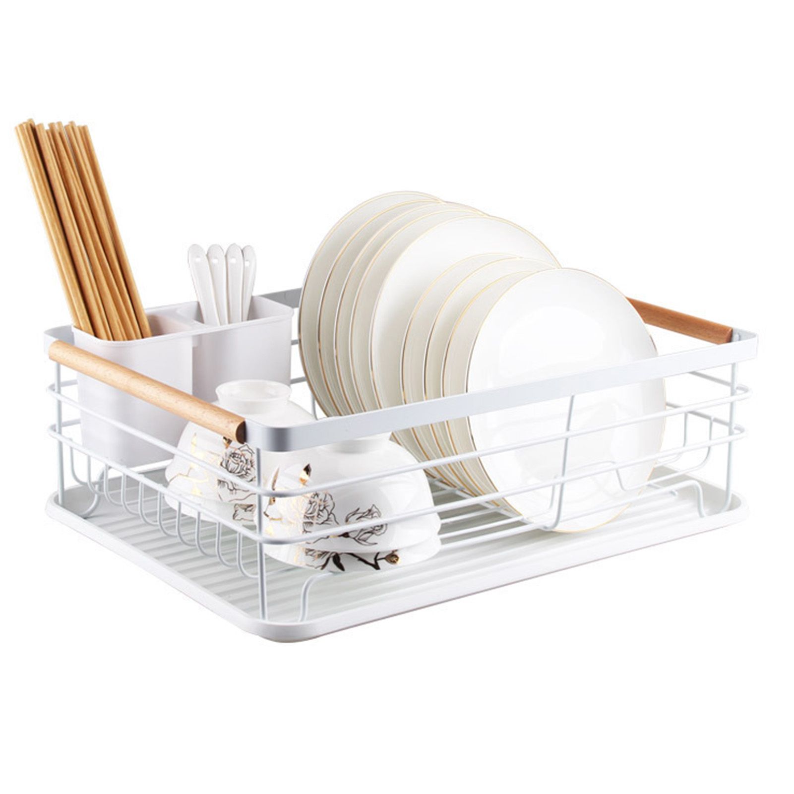 Dish Drainer Kitchen Monolayer Waterproof Cutlery Shelf Tabletop Utensil view 2