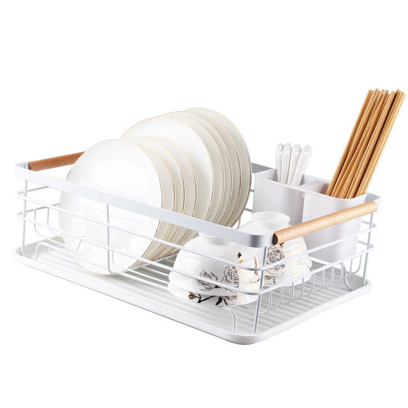Dish Drainer Kitchen Monolayer Waterproof Cutlery Shelf Tabletop Utensil view 3