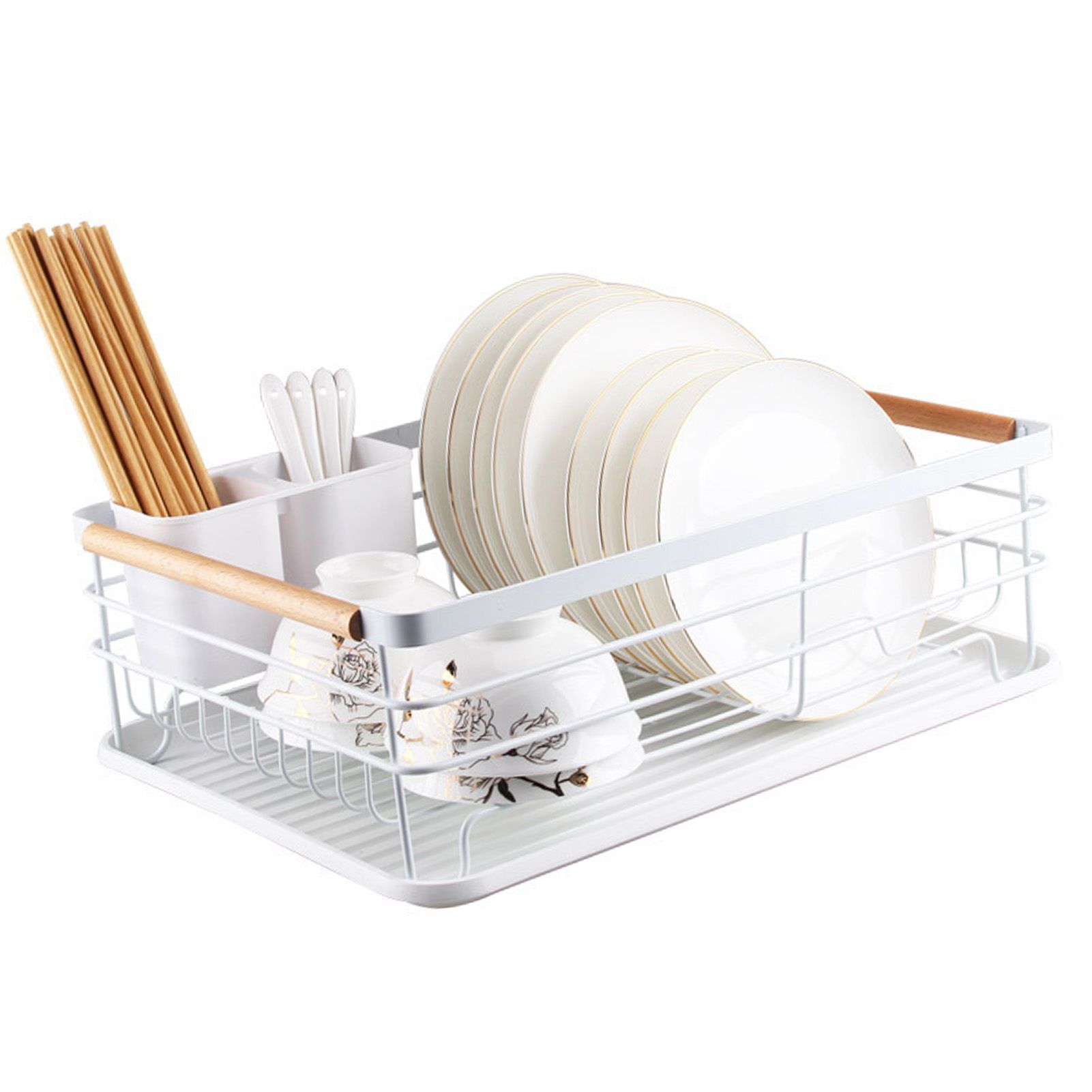 Dish Drainer Kitchen Monolayer Waterproof Cutlery Shelf Tabletop Utensil view 4