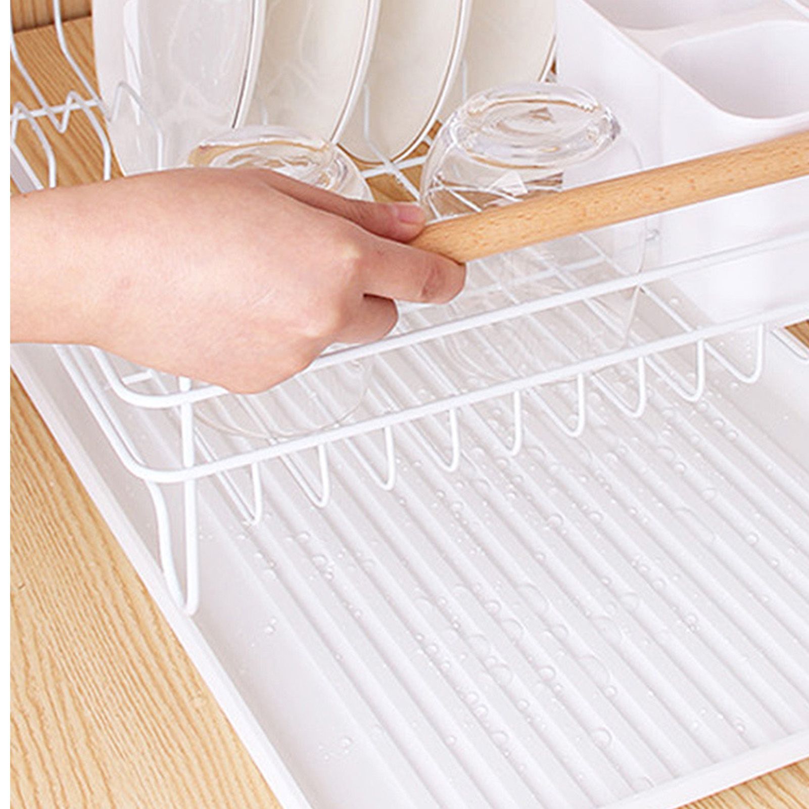 Dish Drainer Kitchen Monolayer Waterproof Cutlery Shelf Tabletop Utensil view 5