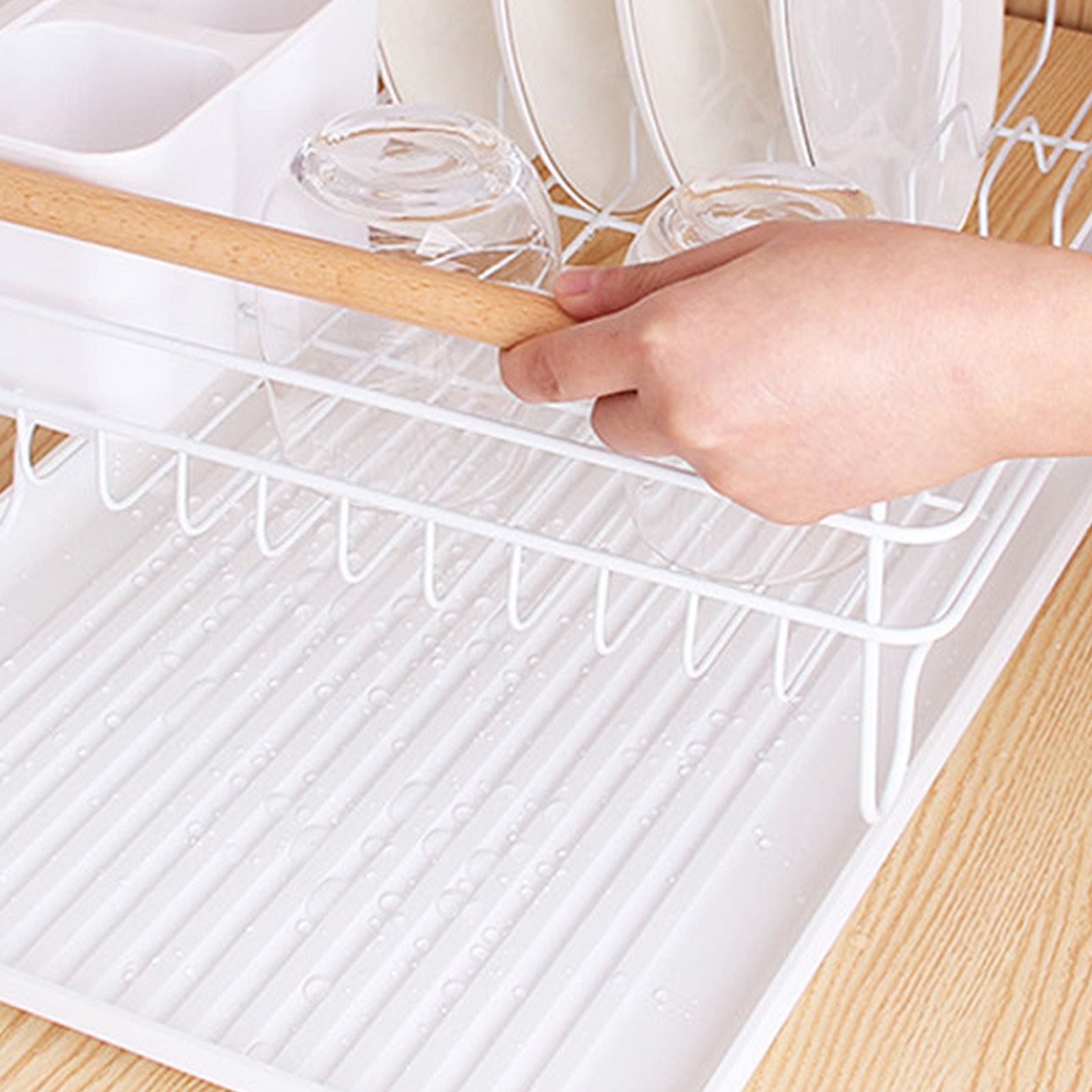 Dish Drainer Kitchen Monolayer Waterproof Cutlery Shelf Tabletop Utensil view 6