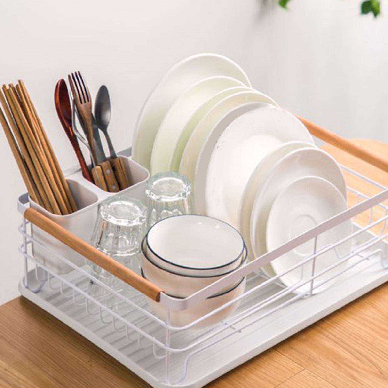 Dish Drainer Kitchen Monolayer Waterproof Cutlery Shelf Tabletop Utensil view 10