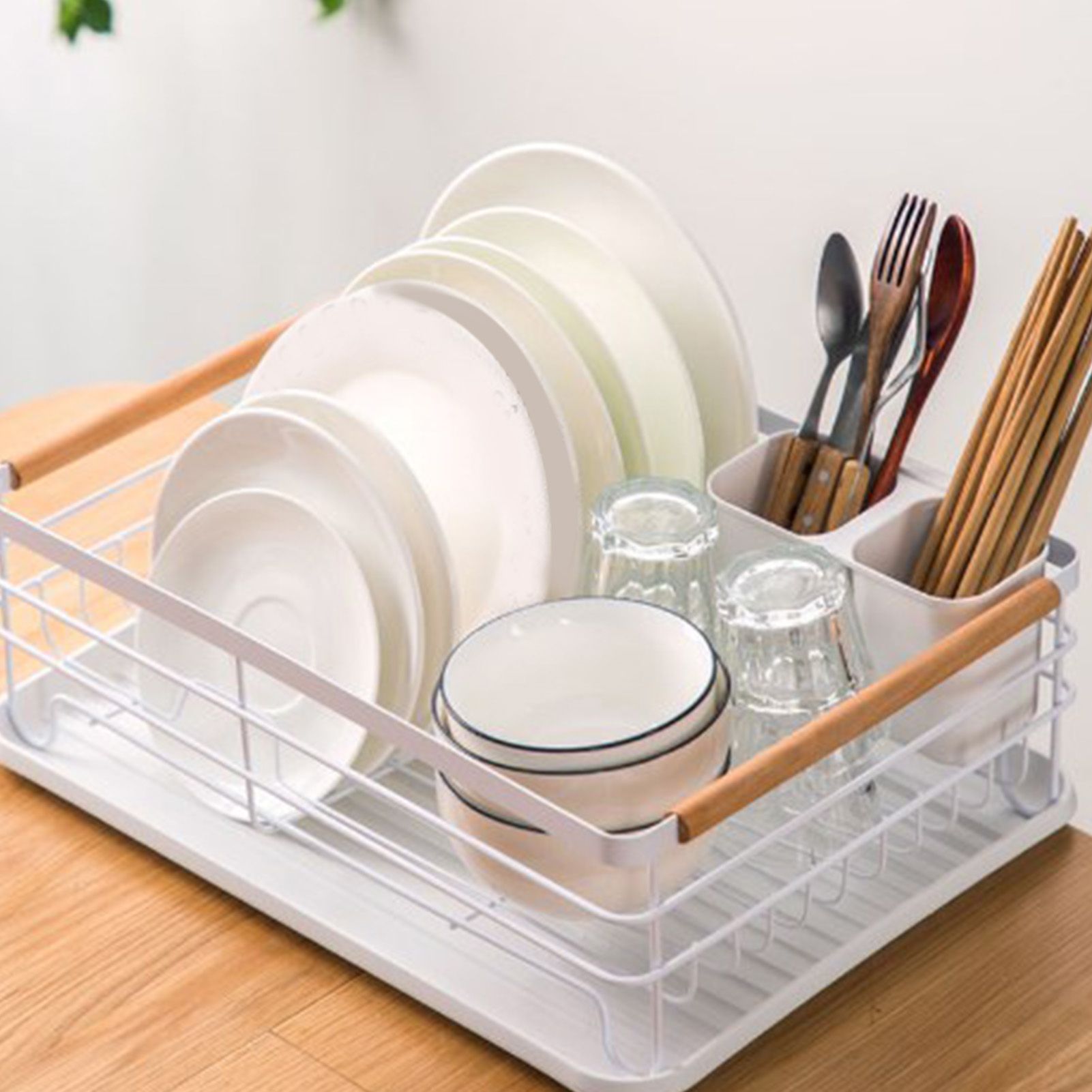 Dish Drainer Kitchen Monolayer Waterproof Cutlery Shelf Tabletop Utensil view 14