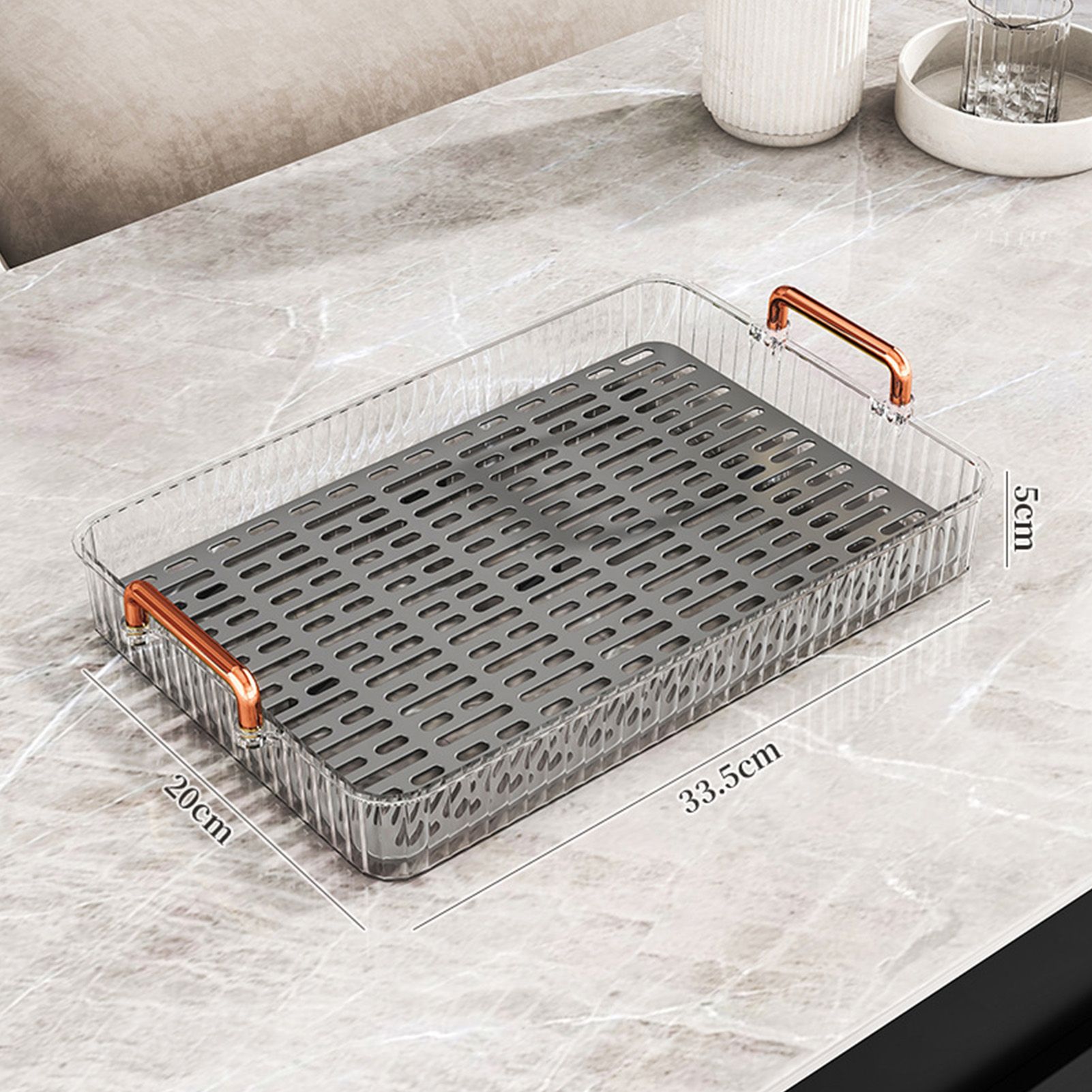 Water Drainage Tea Tray Double Layer Large Capacity Rectangular Cup Drain view 12