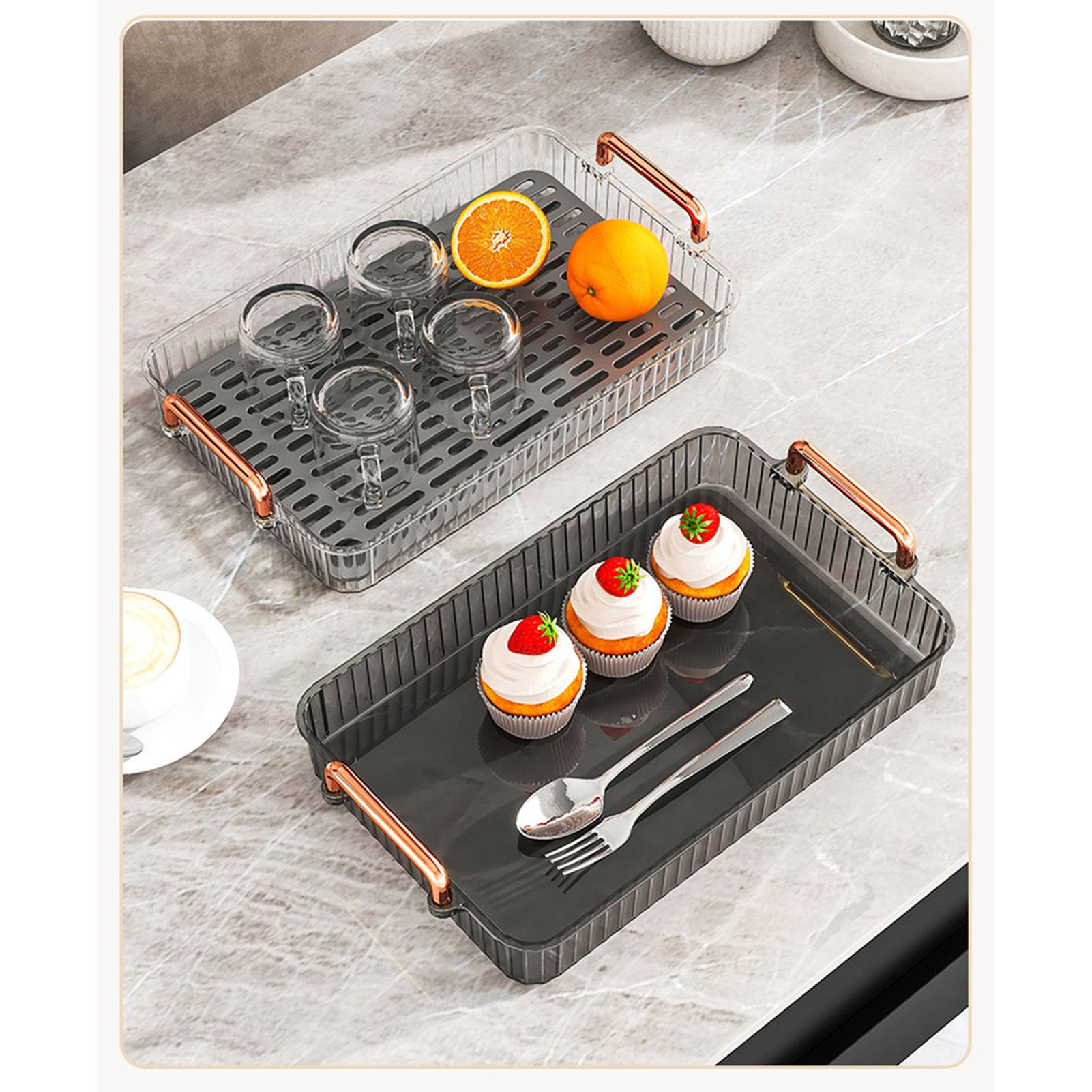 Water Drainage Tea Tray Double Layer Large Capacity Rectangular Cup Drain view 11