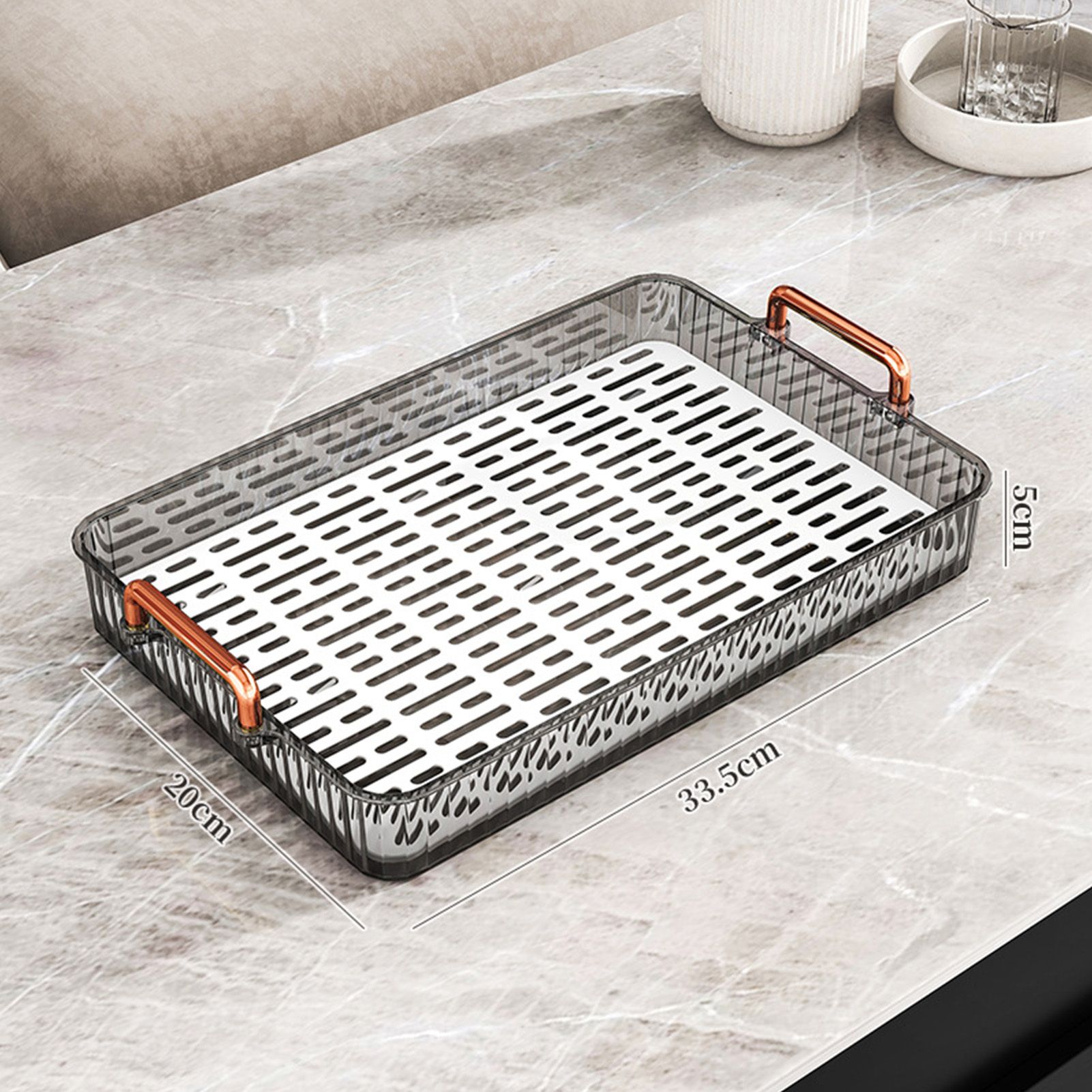 Water Drainage Tea Tray Double Layer Large Capacity Rectangular Cup Drain view 13