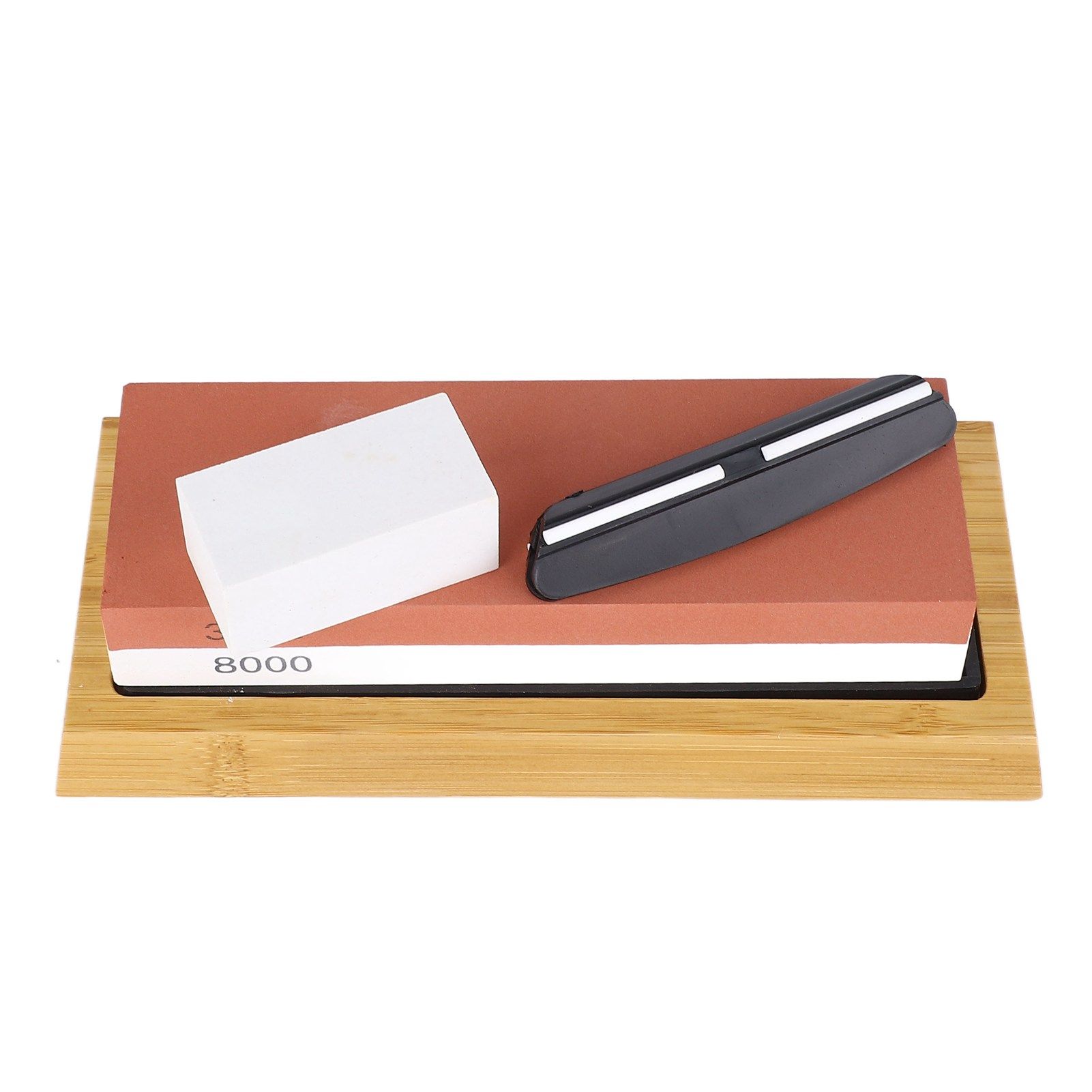 Knife Sharpening Stone 3000 8000 Grit Red White Dual Sided Wooden Base view 4