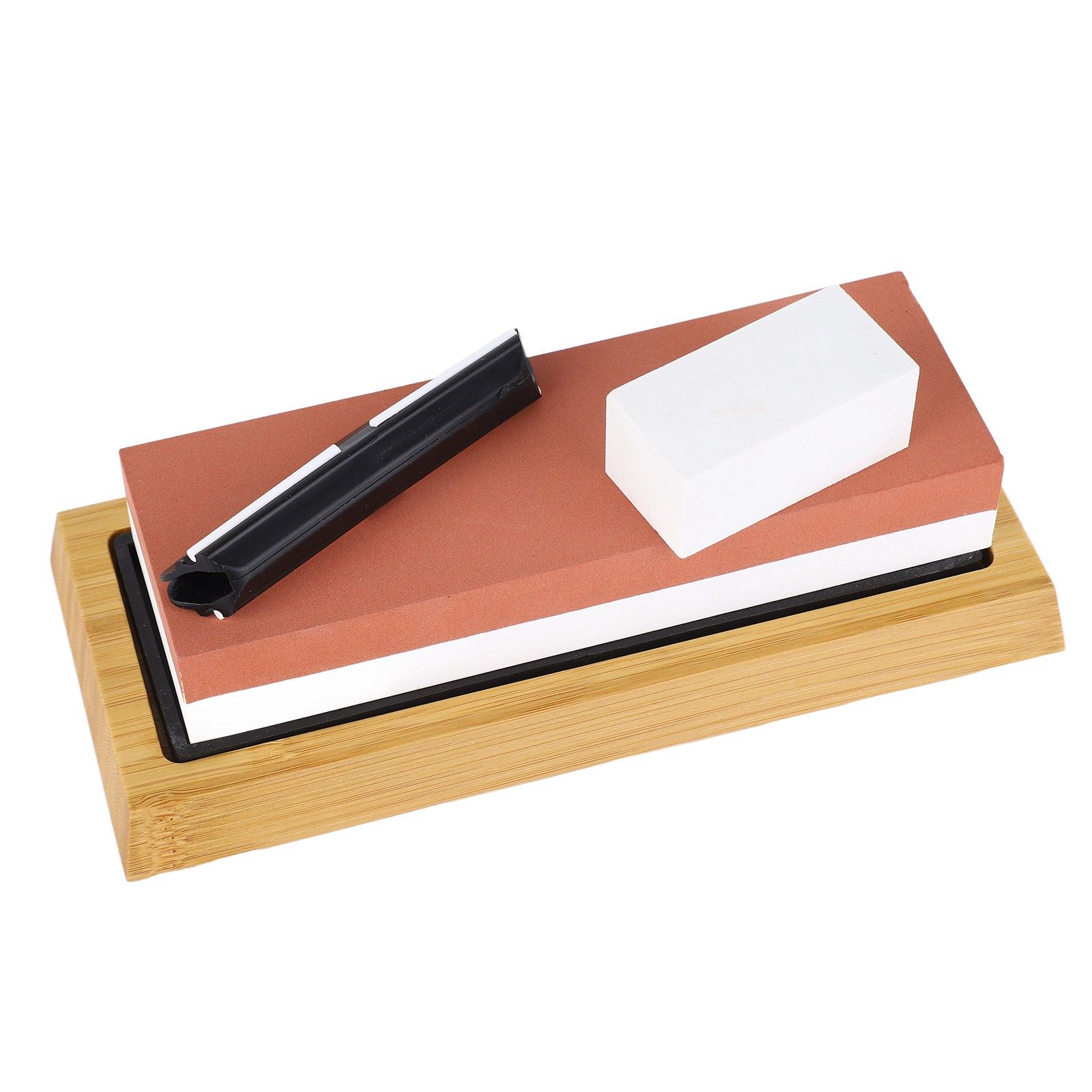 Knife Sharpening Stone 3000 8000 Grit Red White Dual Sided Wooden Base view 7