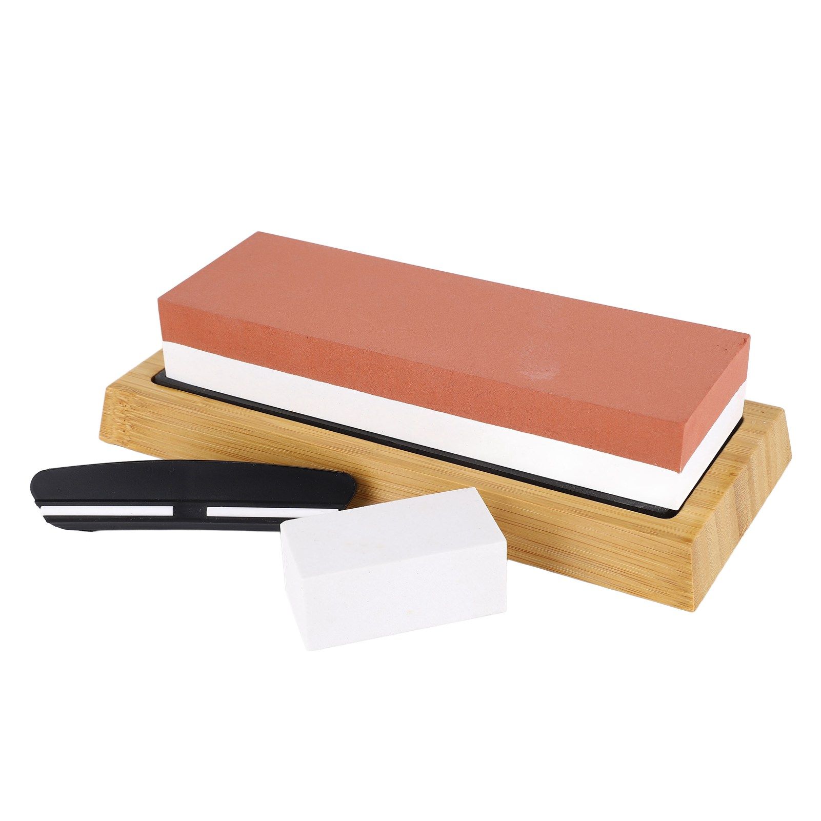 Knife Sharpening Stone 3000 8000 Grit Red White Dual Sided Wooden Base view 9