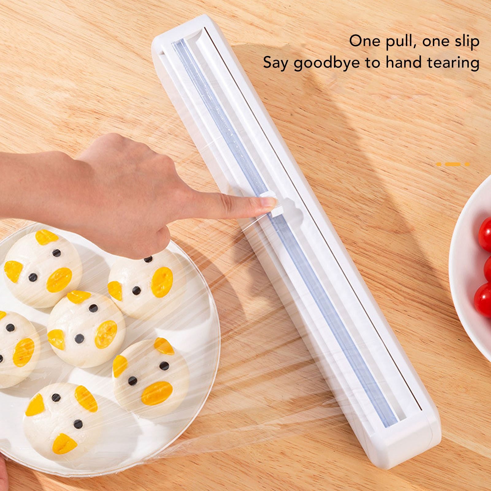 Plastic Wrap Organizer Cling Film Cutter Suction Cup Cling Film Cutting Box view 14