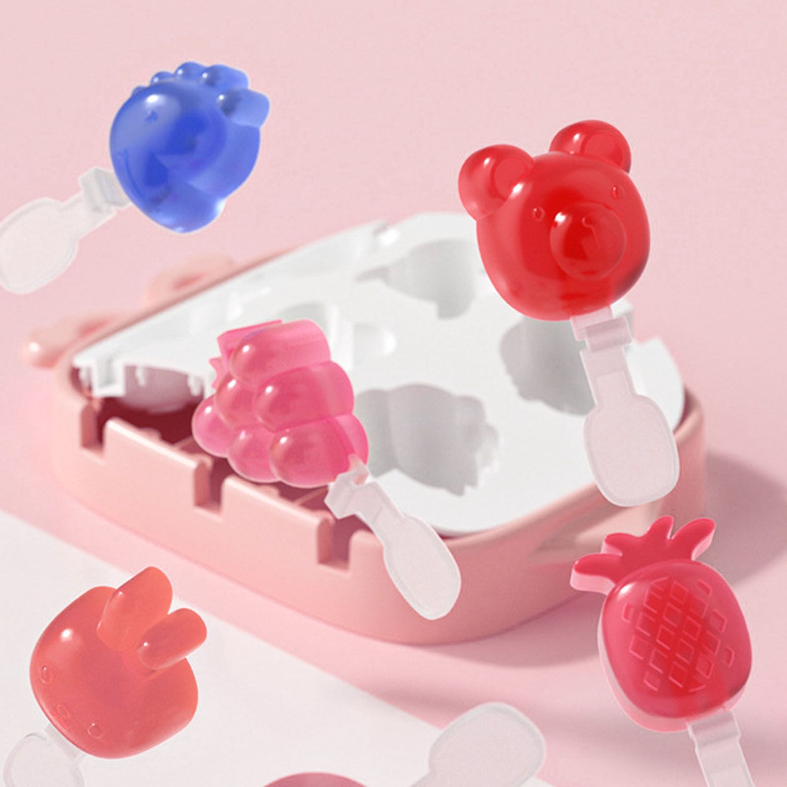 6 Cavities Ice Pop Molds Reusable Silicone Ice Pop Moulds Easy Release view 6
