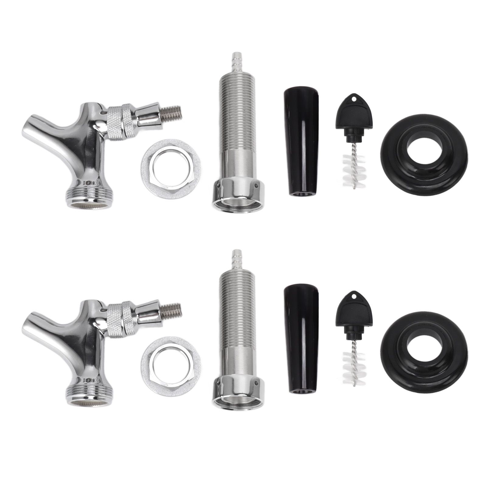 2 Set Beer Tap Stainless Steel Good Sealing 4‑1/8inch Shank 1/4 Barb Beer view 2
