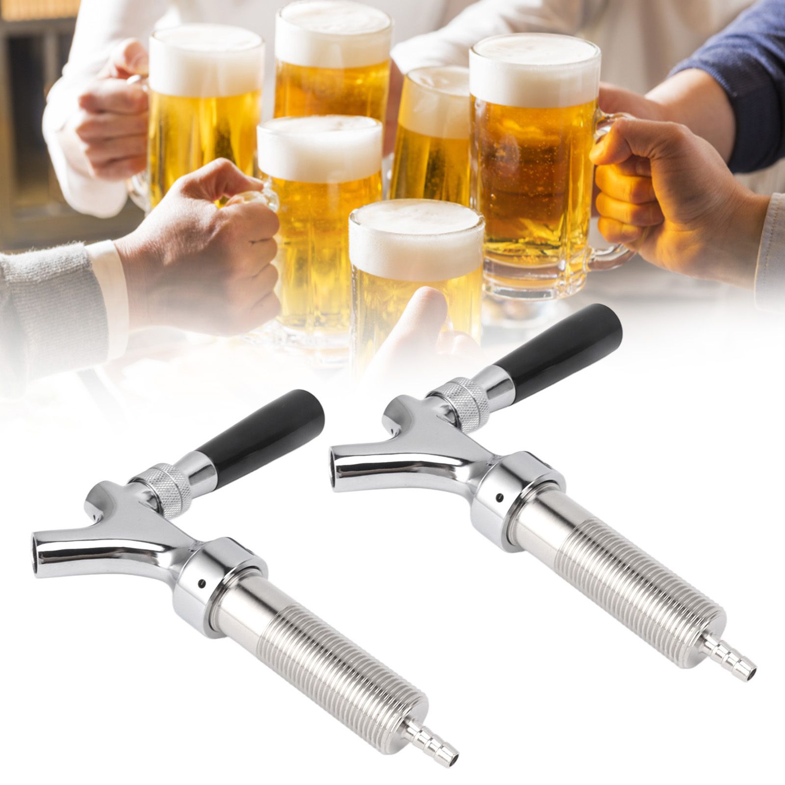 2 Set Beer Tap Stainless Steel Good Sealing 4‑1/8inch Shank 1/4 Barb Beer view 11