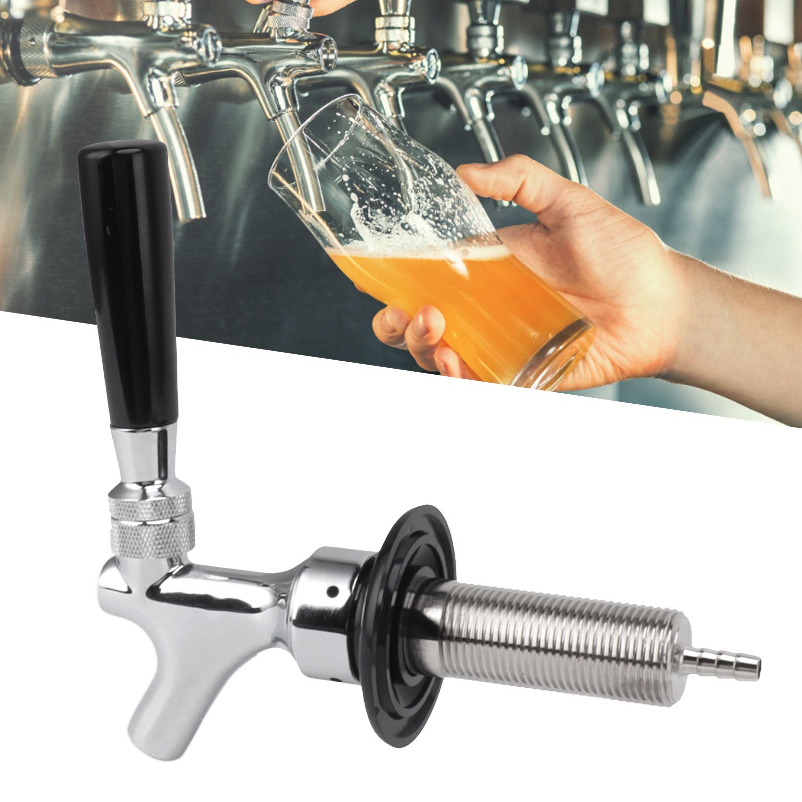 2 Set Beer Tap Stainless Steel Good Sealing 4‑1/8inch Shank 1/4 Barb Beer view 12