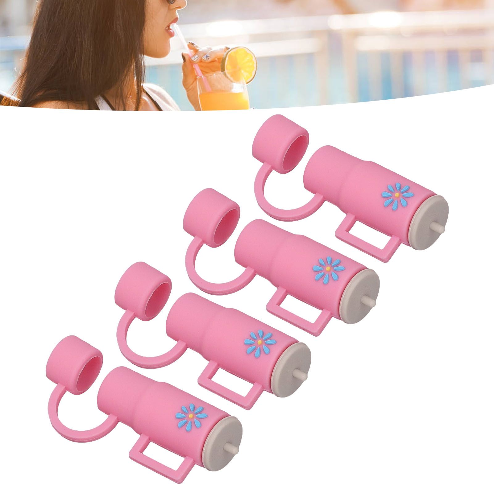 Straw Covers Dustproof Decorative Splash Proof Odorless Reusable Straw Toppers view 12