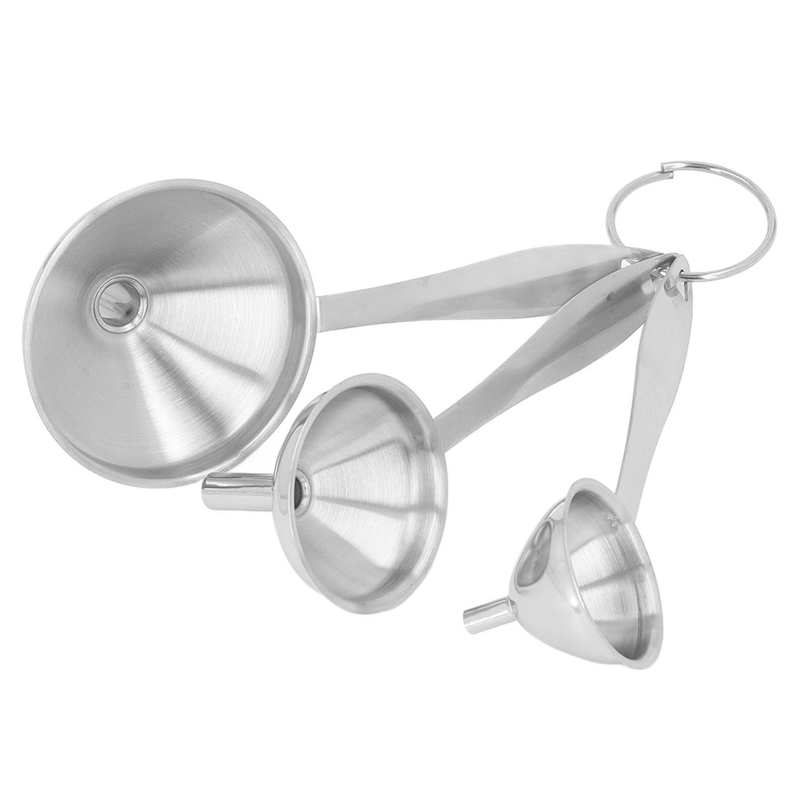3PCS Small Funnels Stainless Steel Multifunctional Mini Filling Funnel Kit for