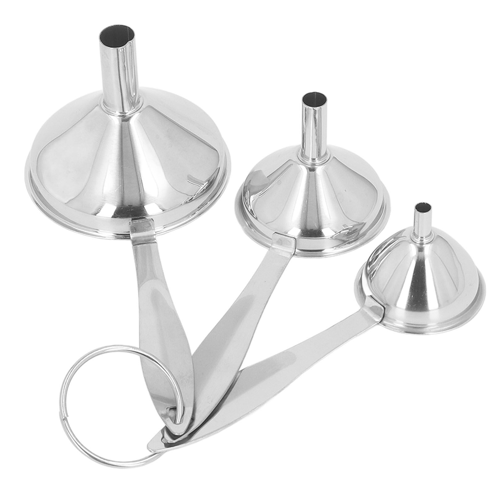 3PCS Small Funnels Stainless Steel Multifunctional Mini Filling Funnel Kit for view 5
