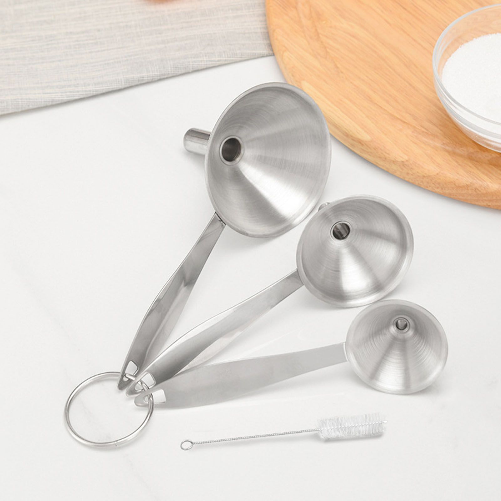 3PCS Small Funnels Stainless Steel Multifunctional Mini Filling Funnel Kit for view 11