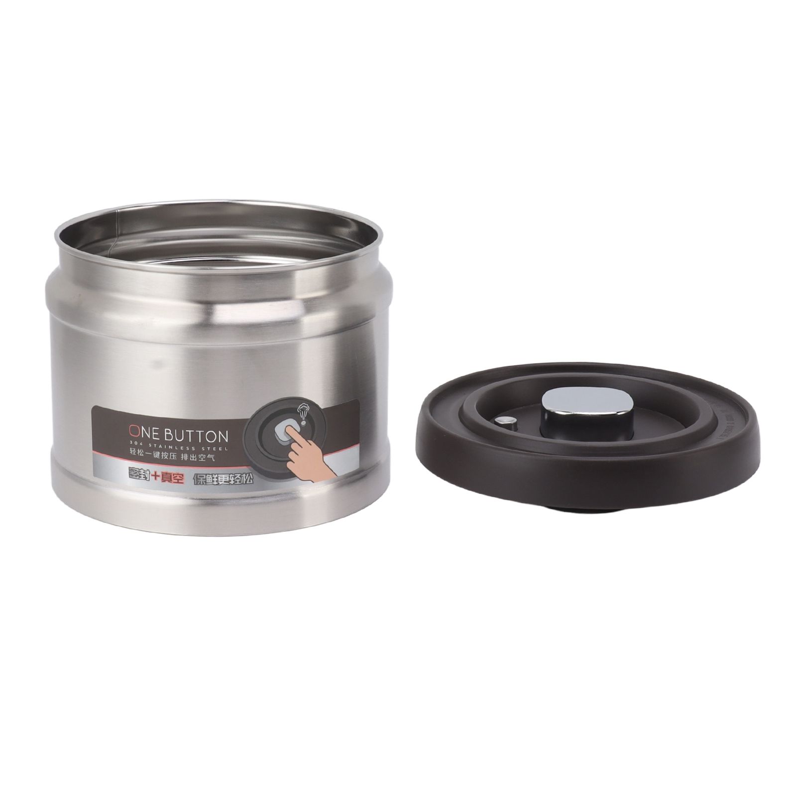 Vacuum Sealed Coffee Container 304 Stainless Steel Press Type Airtight Food view 6