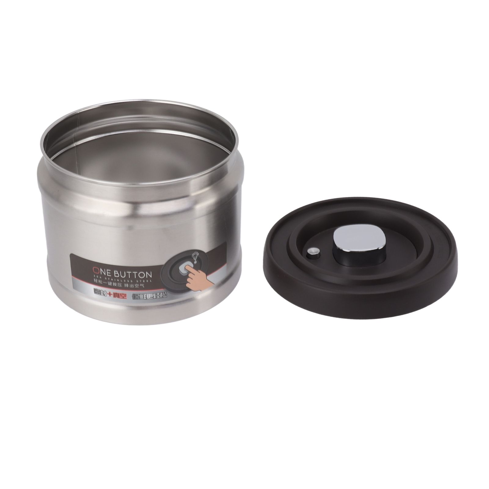 Vacuum Sealed Coffee Container 304 Stainless Steel Press Type Airtight Food view 5