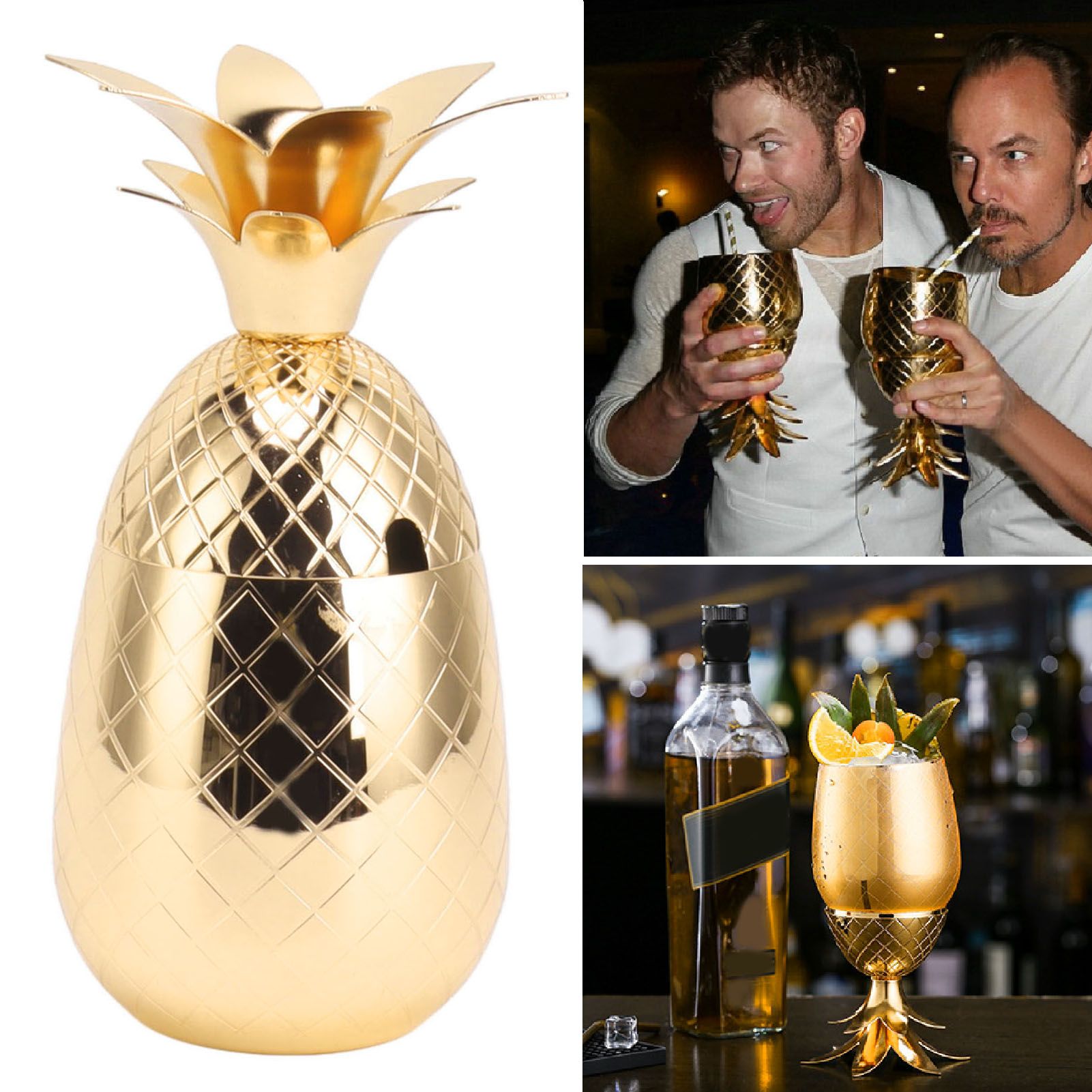Cocktail Shaker Pineapple Shape Stainless Steel Polished Smooth Surface 500ml view 11