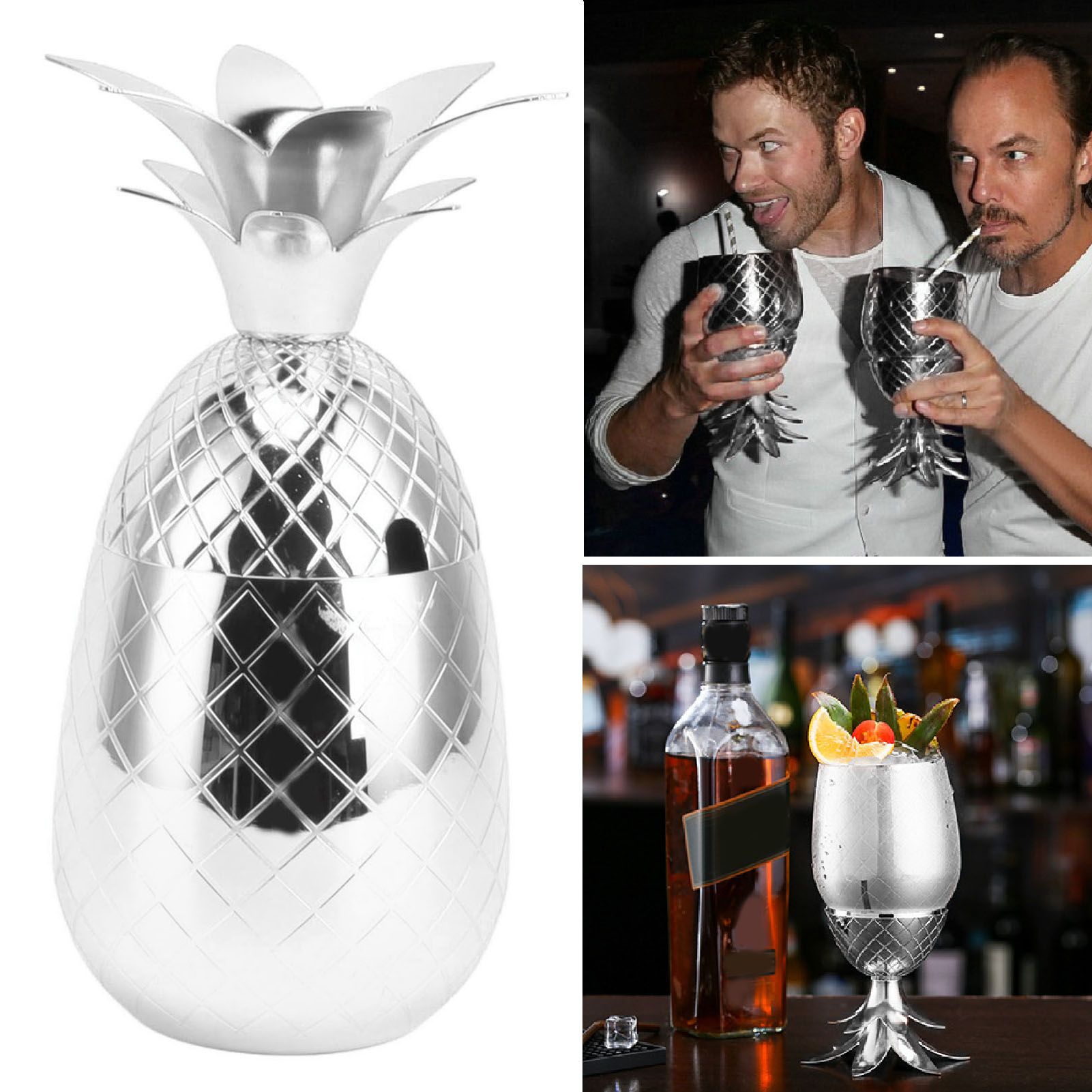 Cocktail Shaker Pineapple Shape Stainless Steel Polished Smooth Surface 500ml view 11