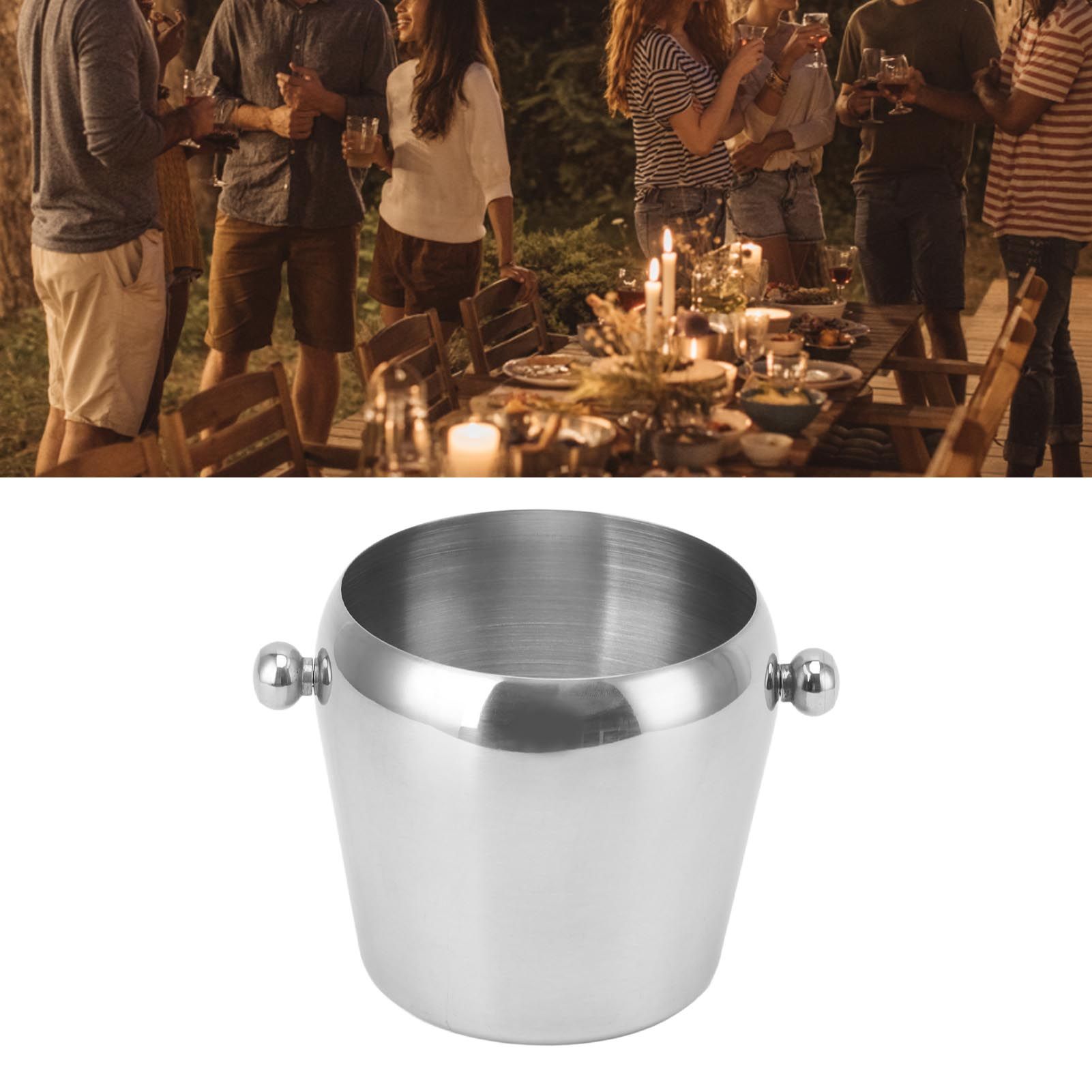 Stainless Steel Ice Bucket Champagne Ice Bucket Wine Chiller Bucket Beverage view 11
