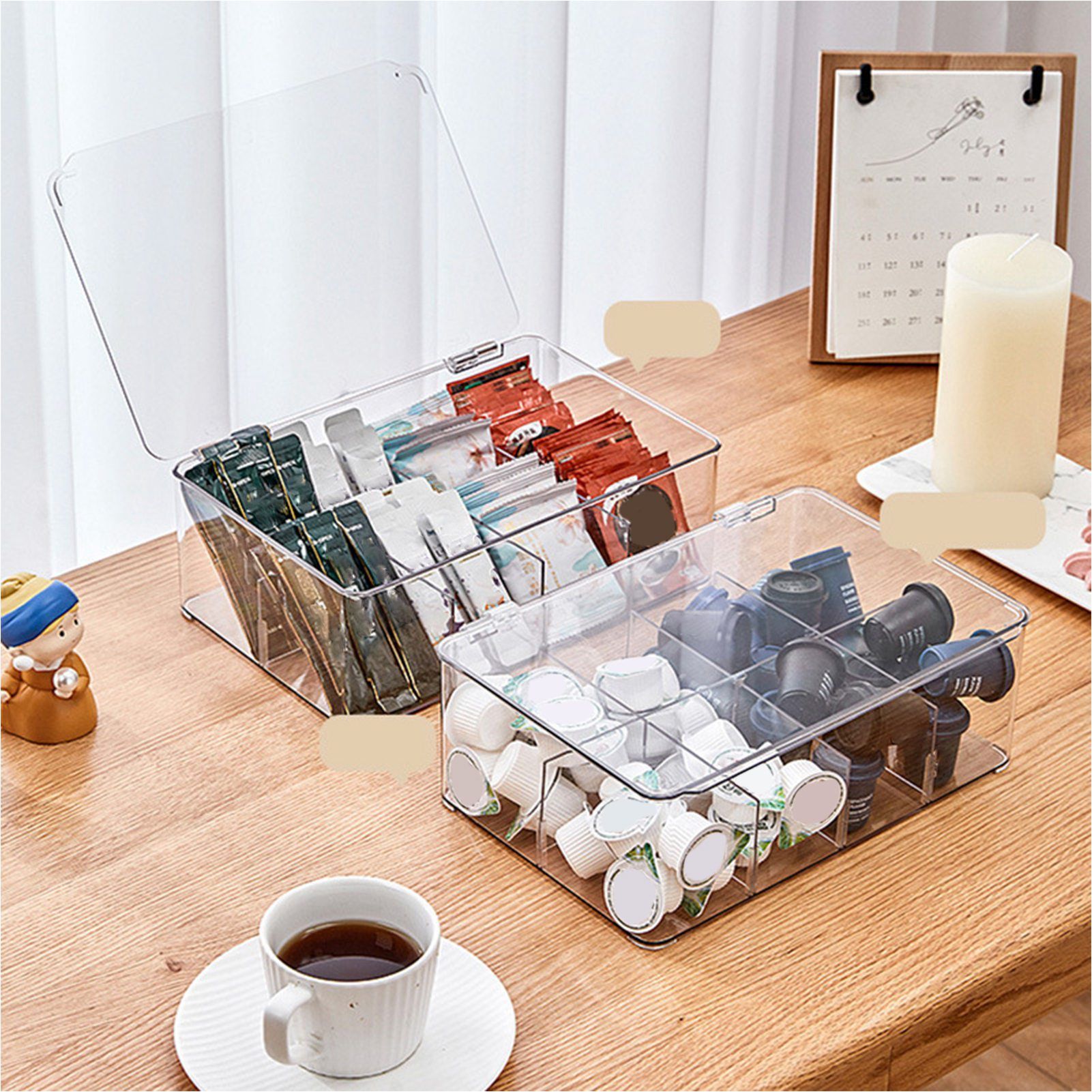Coffee Condiment Organizer PET Detachable Transparency Baffle Tea Bag Packet view 5