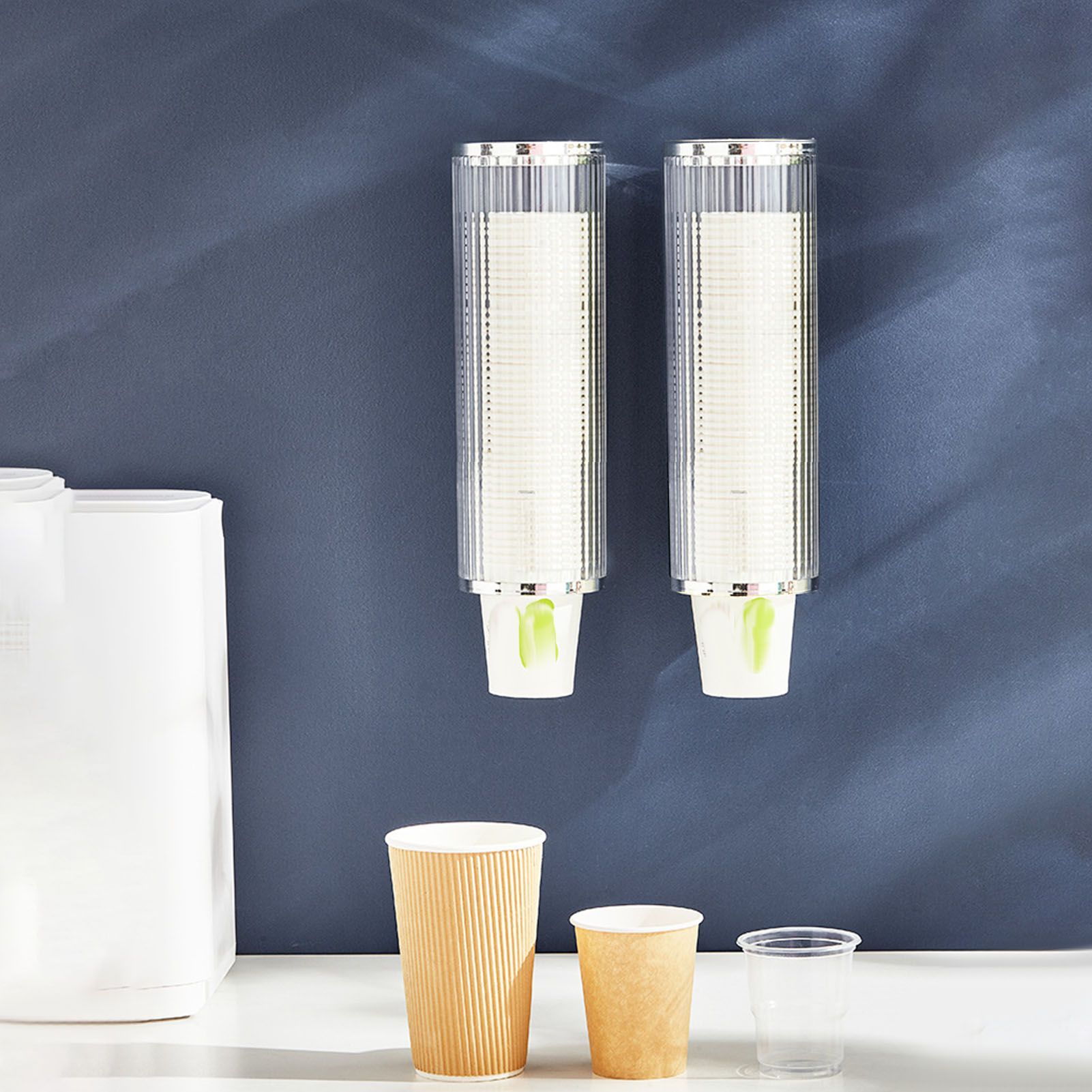 Plastic Disposable Paper Cups Dispenser Wall Mount Pull Type Water Cooler Cup view 14
