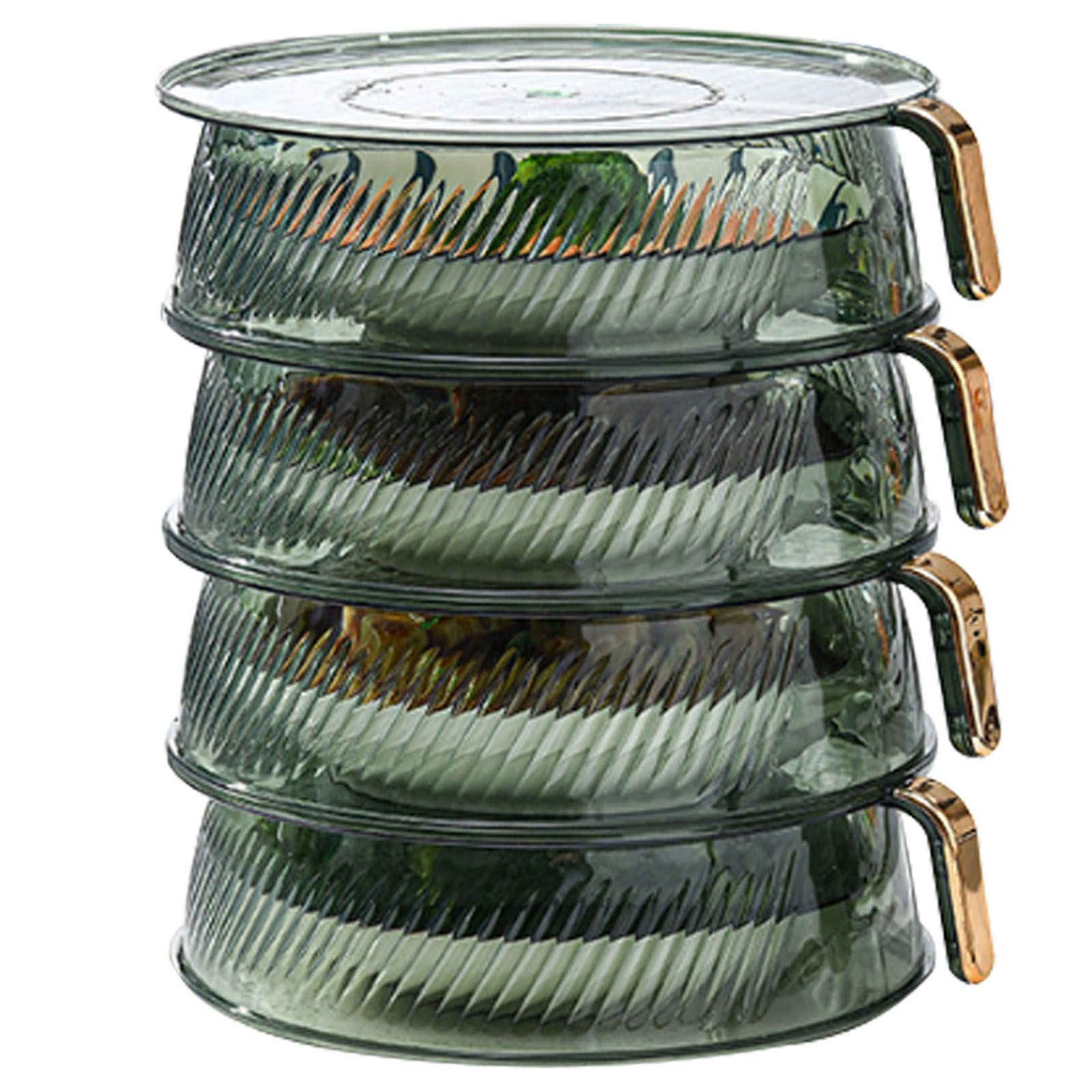 Transparent Green Insulated Food Cover Stackable Multilayer Dustproof Thermal