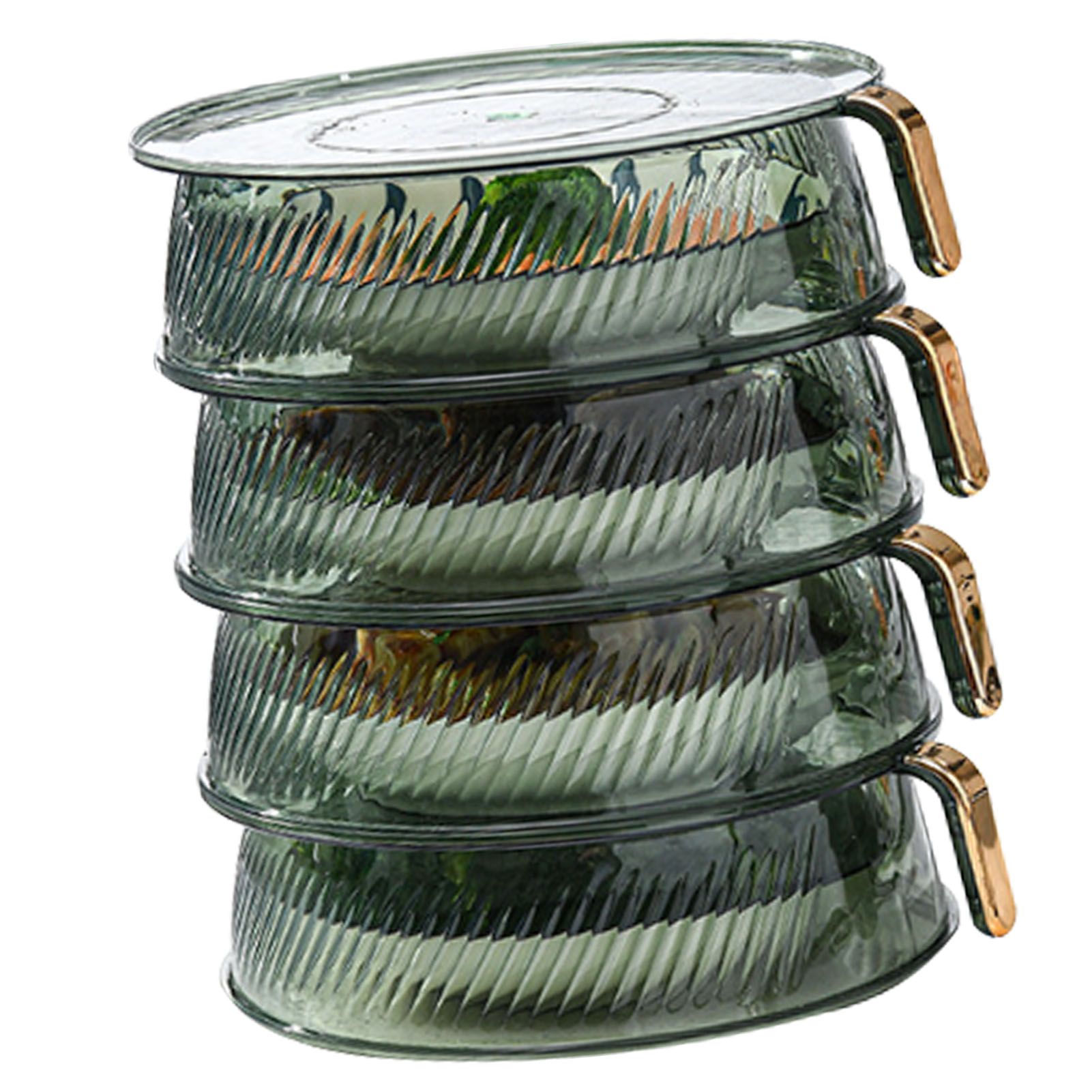 Transparent Green Insulated Food Cover Stackable Multilayer Dustproof Thermal view 2