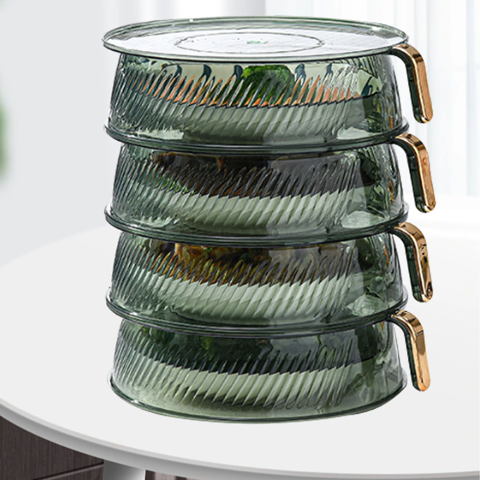 Transparent Green Insulated Food Cover Stackable Multilayer Dustproof Thermal view 5