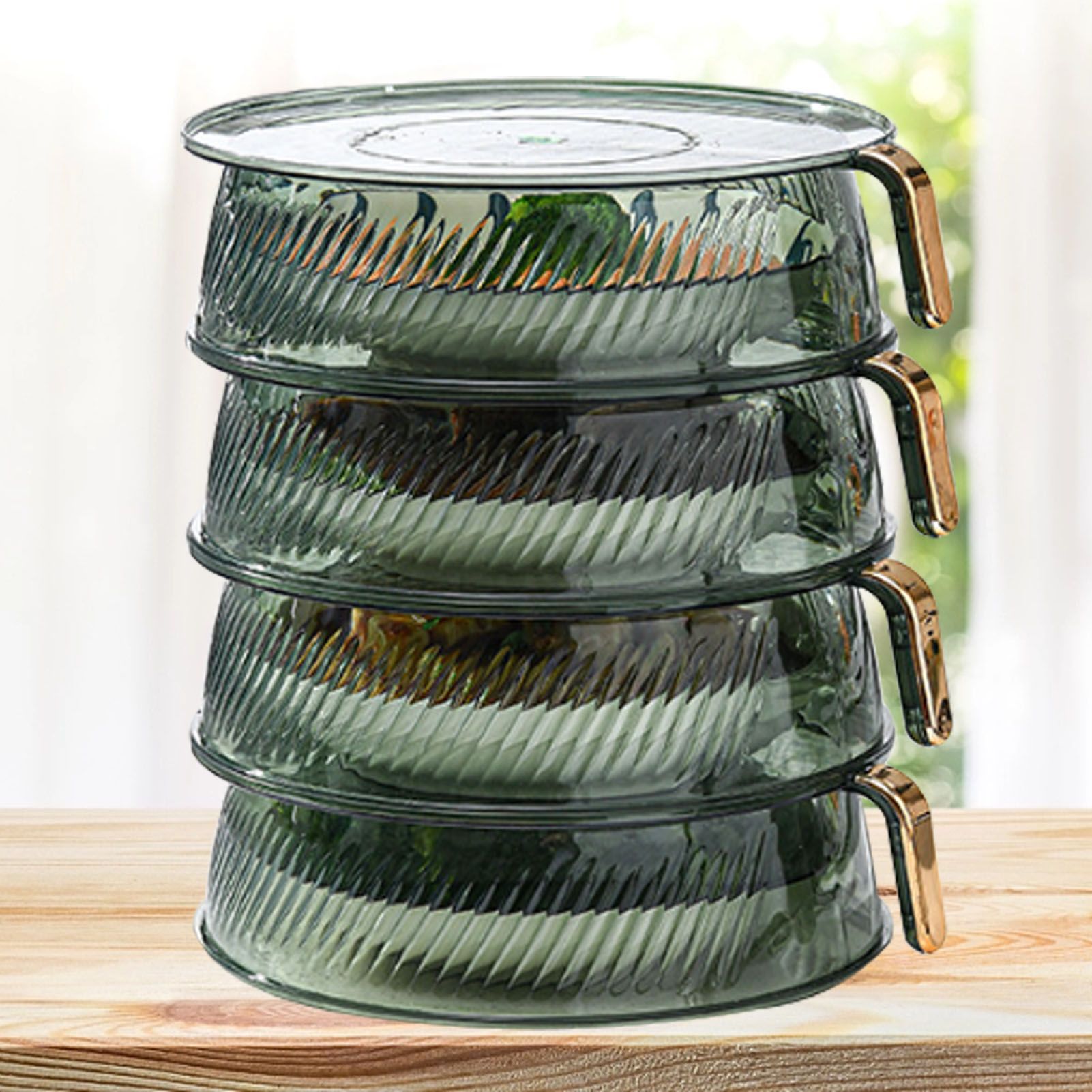 Transparent Green Insulated Food Cover Stackable Multilayer Dustproof Thermal view 11