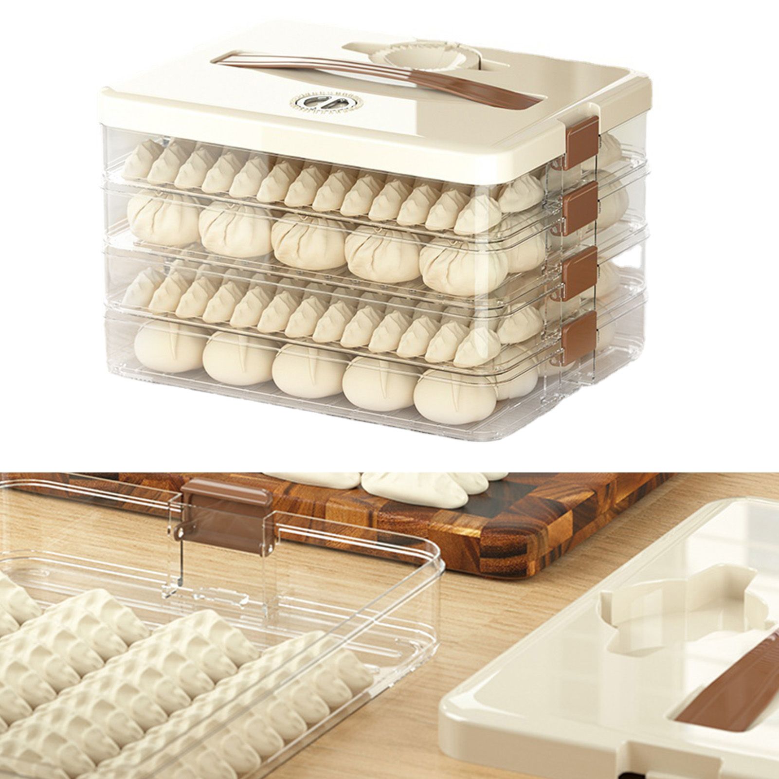 Dumpling Storage Box Large Capacity Multi Layer Transparent Plastic Airtight view 3