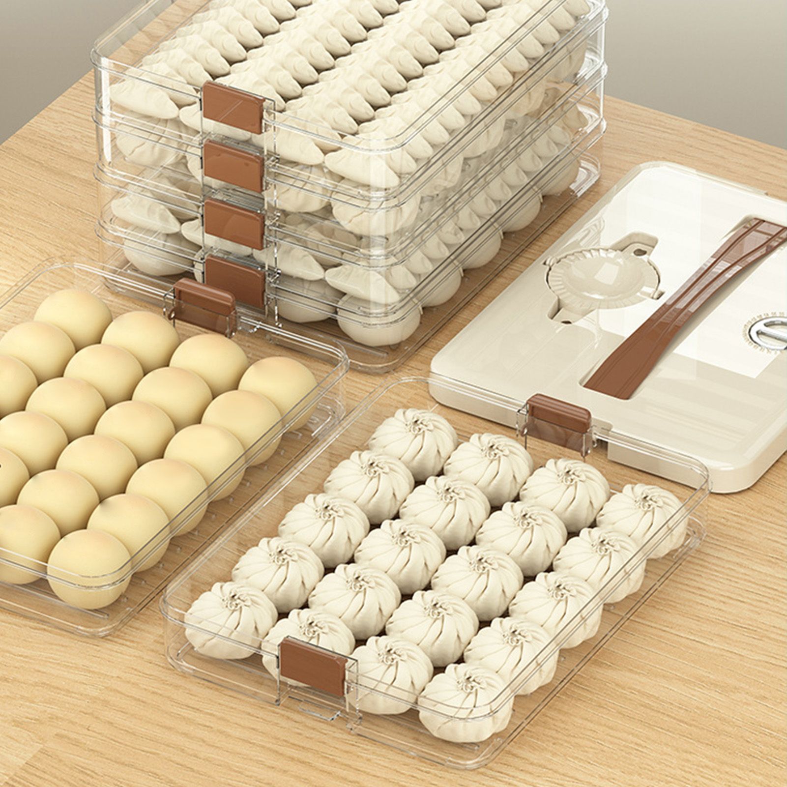 Dumpling Storage Box Large Capacity Multi Layer Transparent Plastic Airtight view 8