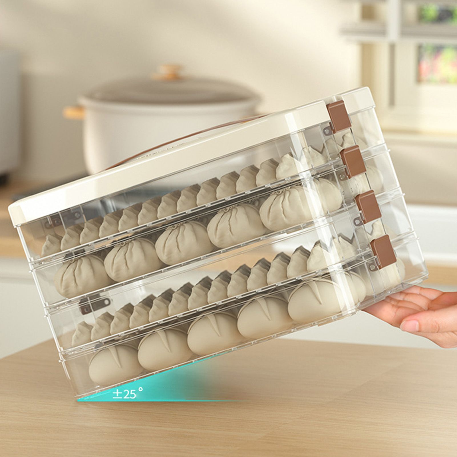 Dumpling Storage Box Large Capacity Multi Layer Transparent Plastic Airtight view 11