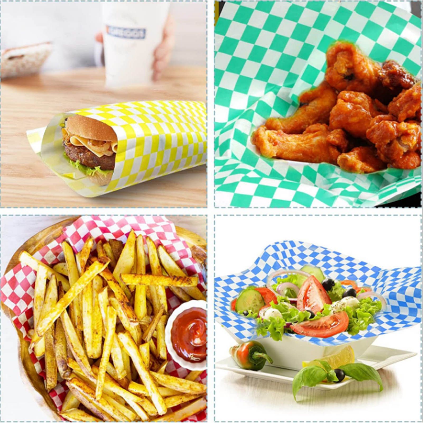 240 Sheets Checkered Dry Waxed Deli Paper Sheets Grease Resistant Food Basket view 12