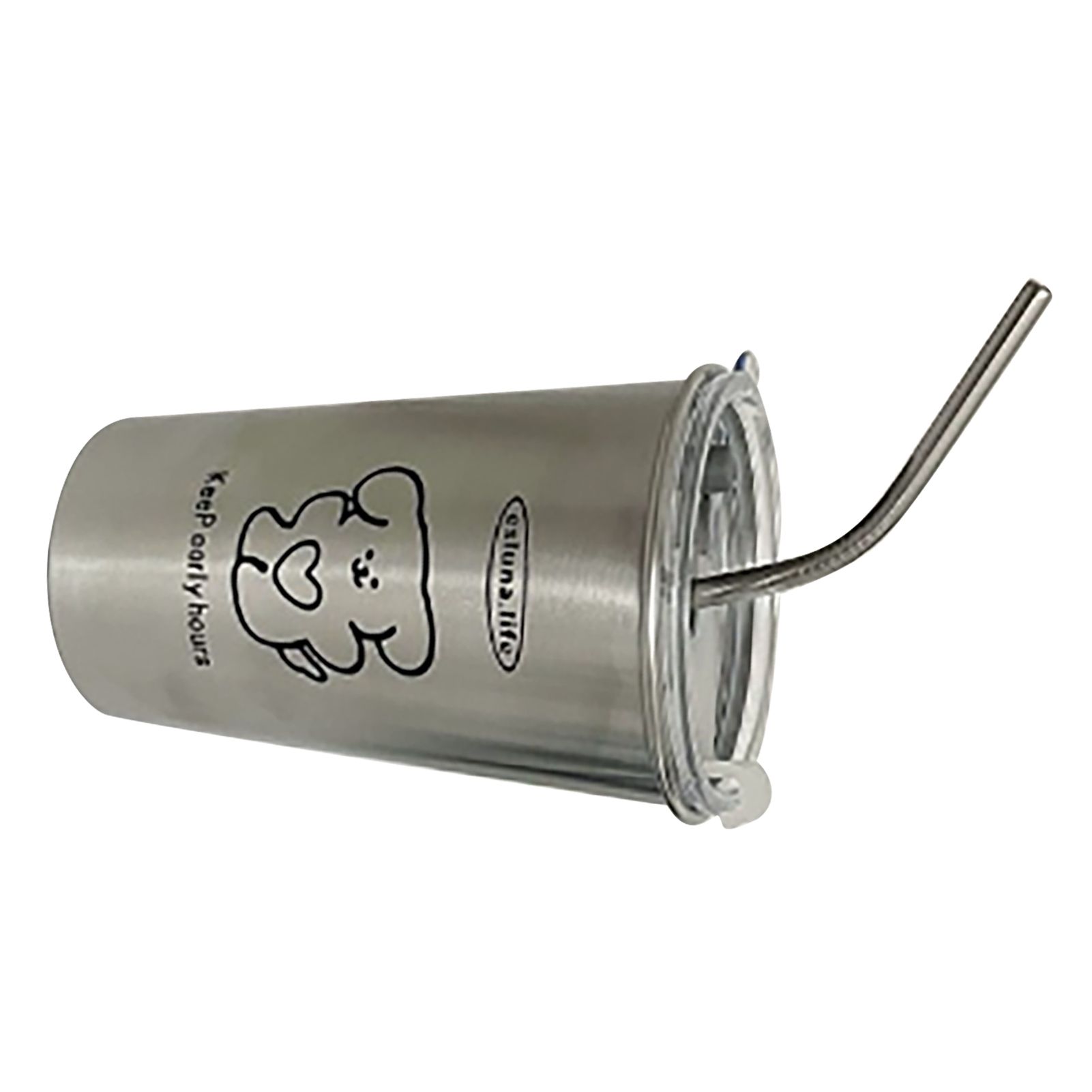 Stainless Steel Cold Tumbler 500ml with Metal Straws Lid Iced Coffee Travel view 3