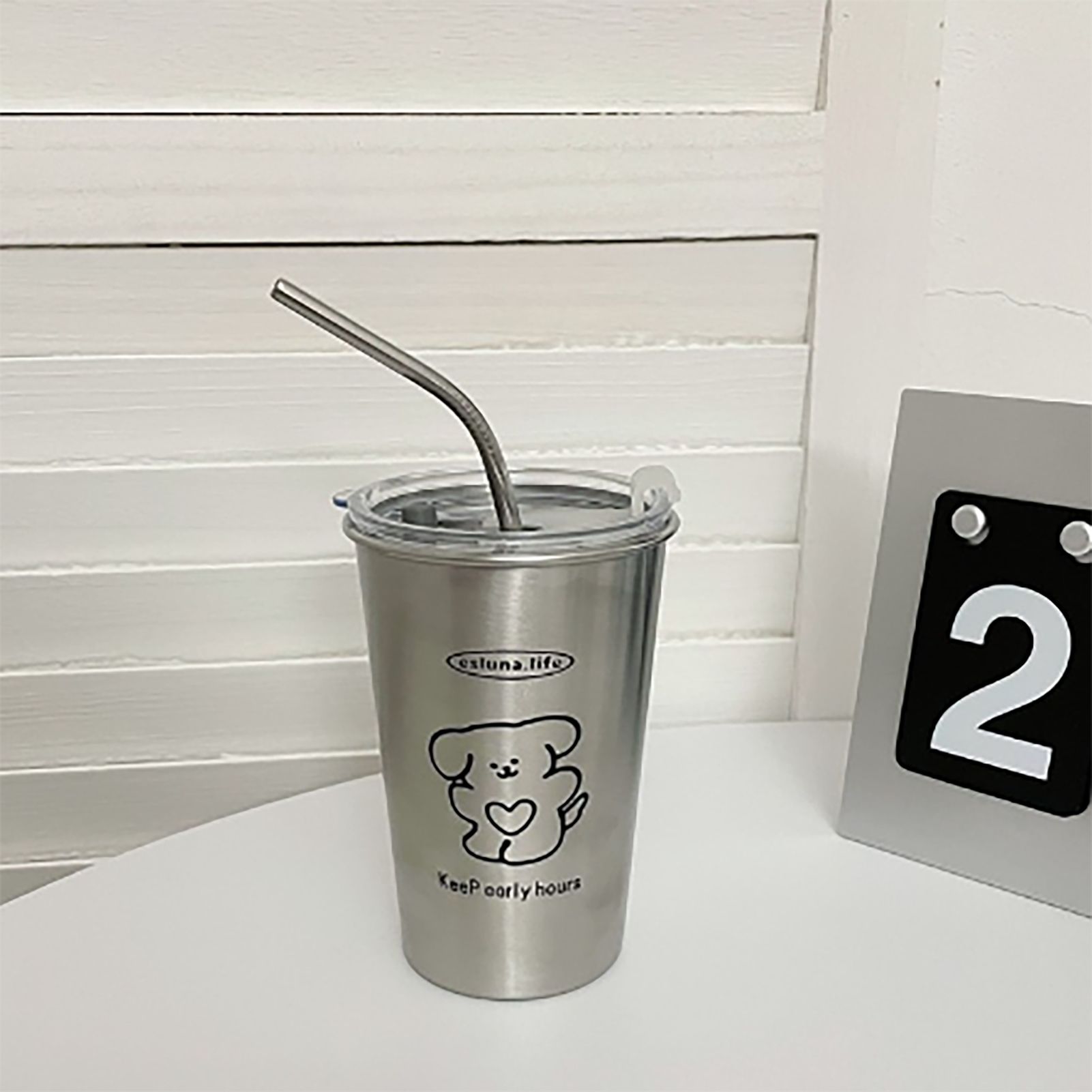 Stainless Steel Cold Tumbler 500ml with Metal Straws Lid Iced Coffee Travel view 11