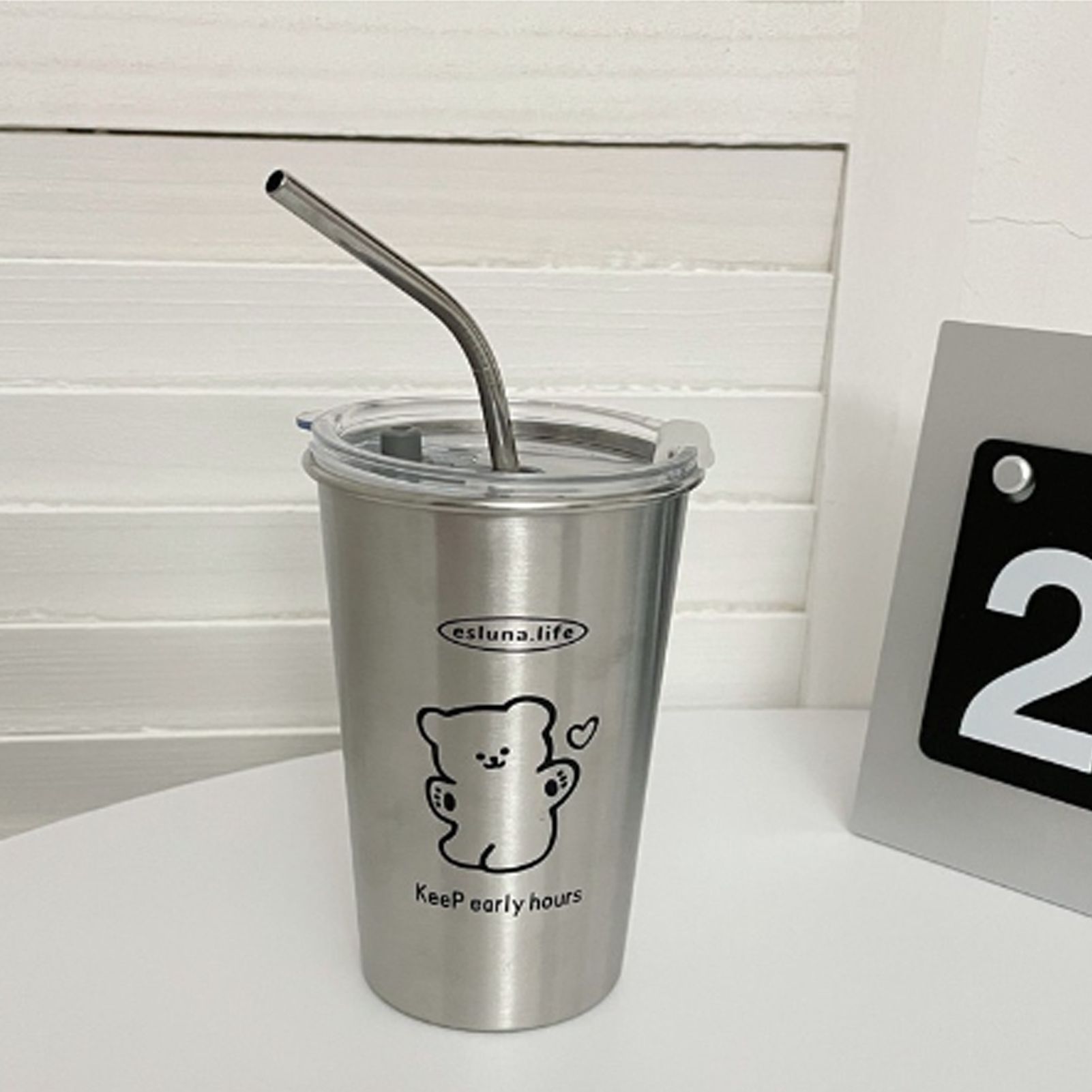 Stainless Steel Cold Tumbler 500ml with Metal Straws Lid Iced Coffee Travel view 11