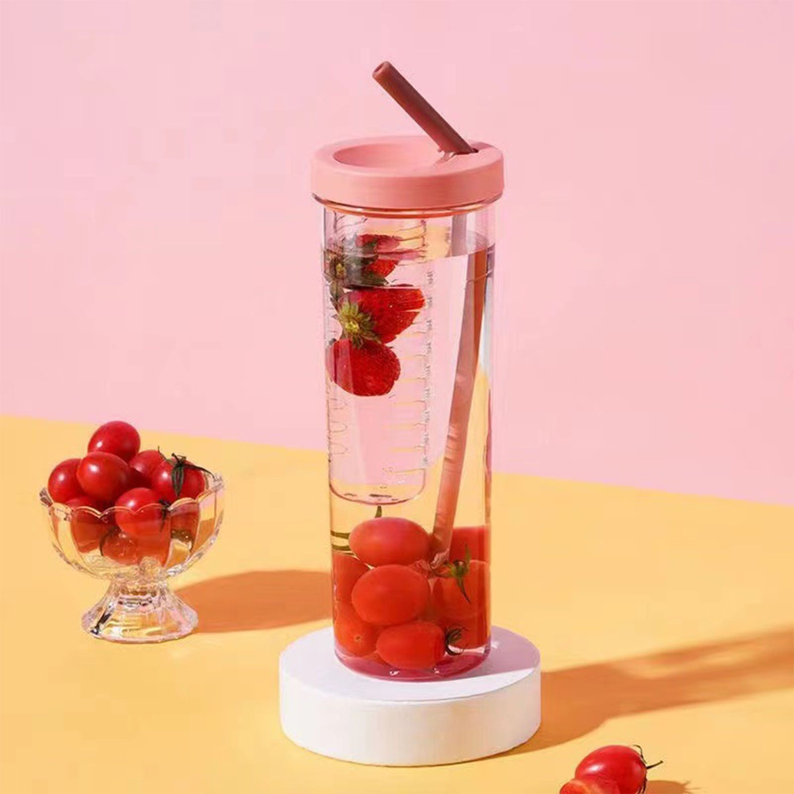 700ml Straw Cup Transparent Plastic Water Bottle with Straw Portable Juice Cup view 5